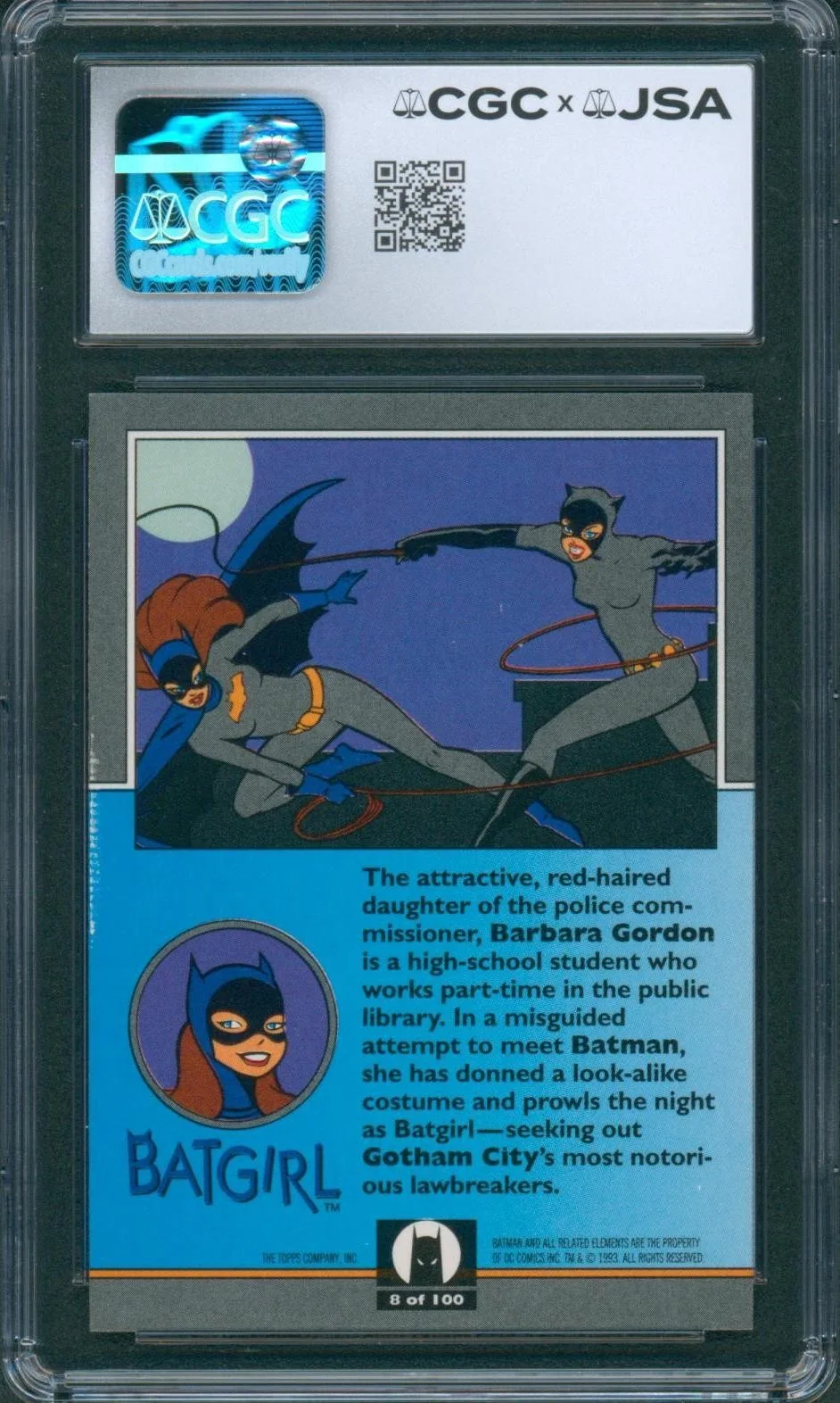 Melissa Gilbert — Melissa Gilbert Signed Card Batman Animated Series Batgirl Topps CGC x JSA SLAB, изображение 2