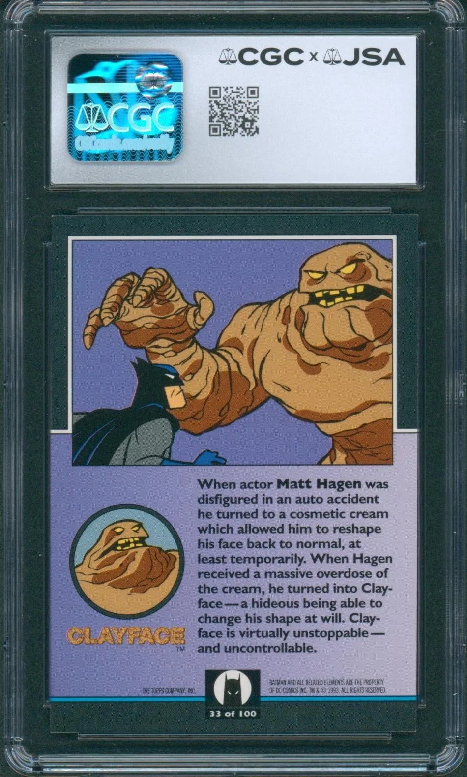 Ron Perlman — Ron Perlman Signed Card Batman Animated Series Clayface MINT+ 9.5 CGC x JSA SLAB, изображение 2