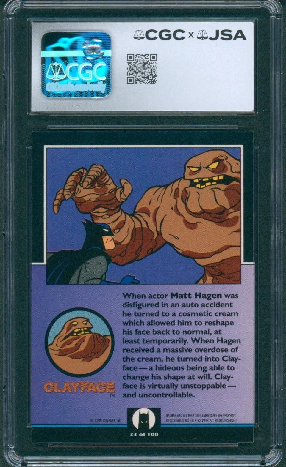 Ron Perlman — Ron Perlman Signed Card Batman Animated Series Clayface MINT 10 CGC x JSA SLAB, изображение 2