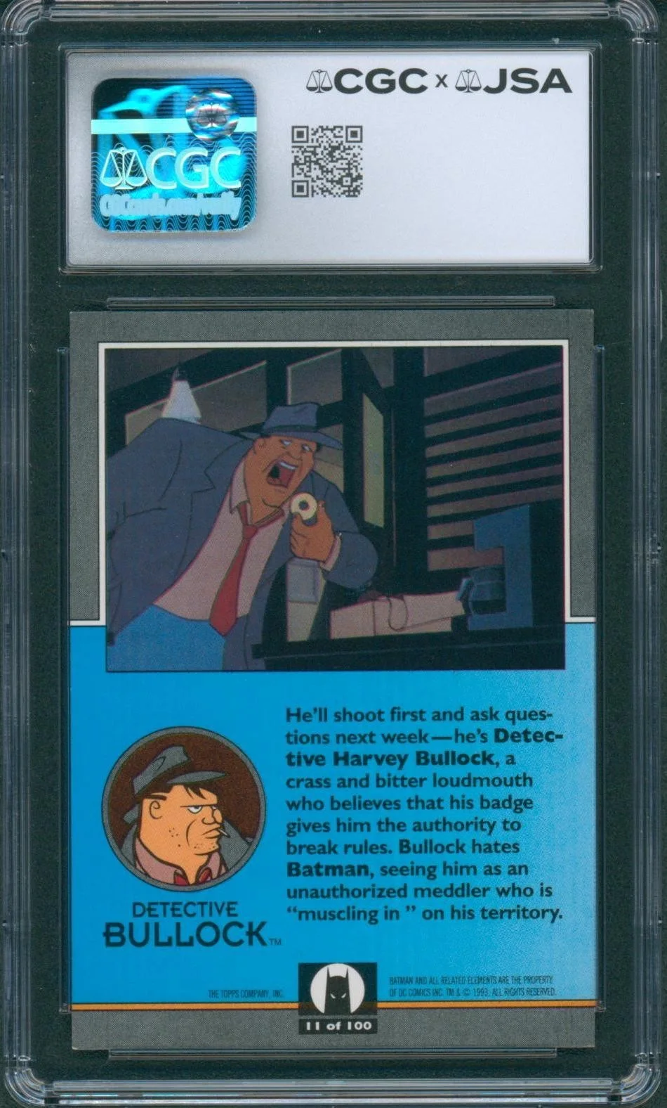 Robert Costanzo — Robert Costanzo Signed Card Batman Animated Series Bullock Topps CGC x JSA SLAB, image 2