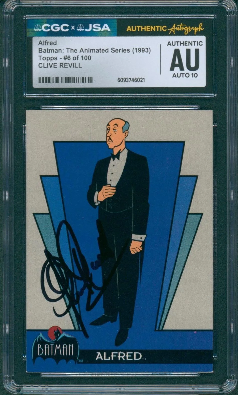 Clive Revill — Clive Revill Signed Card Batman Animated Series Alfred Topps 1993 CGC x JSA SLAB