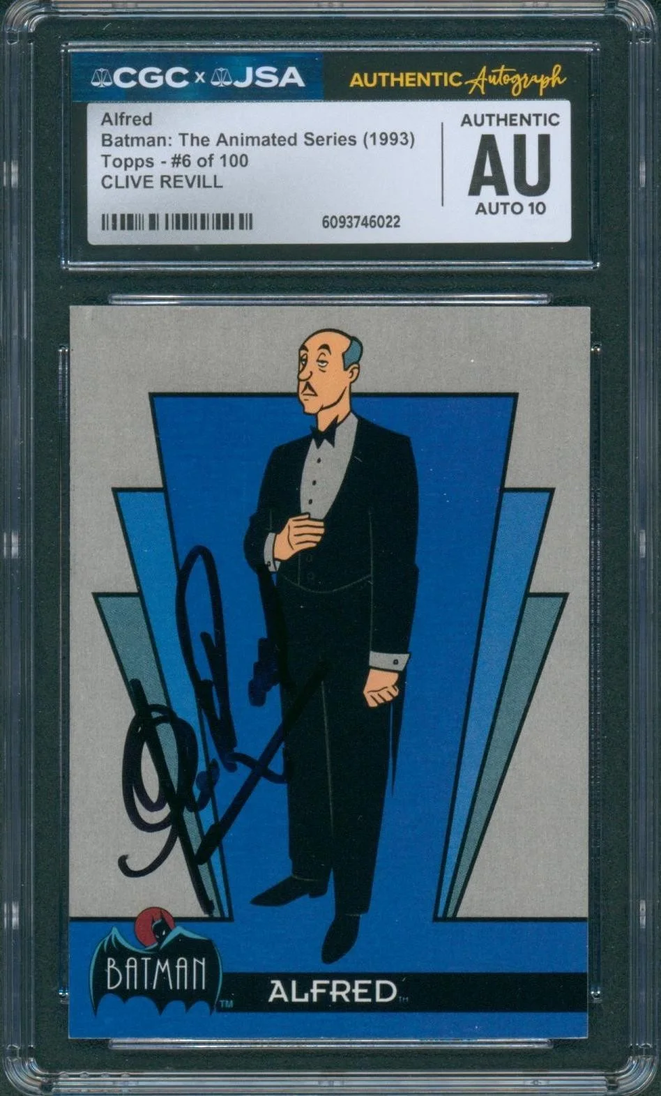 Clive Revill — Clive Revill Signed Card Batman Animated Series Alfred Topps 1993 CGC x JSA SLAB