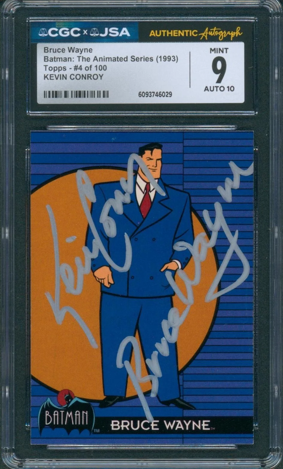 Kevin Conroy — Kevin Conroy Signed Card Batman Animated Series MINT 9 Topps 1993 CGC x JSA SLAB