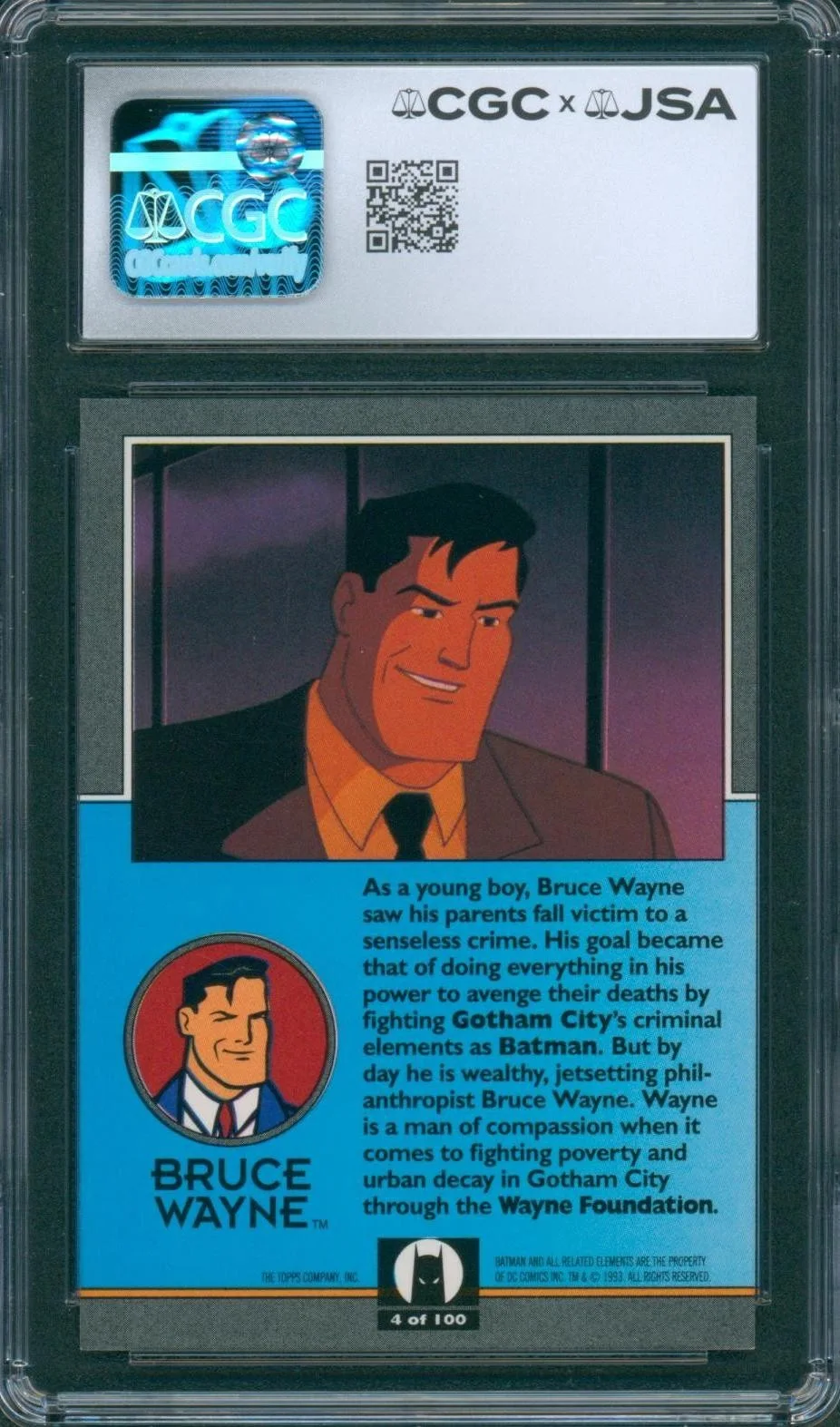 Kevin Conroy — Kevin Conroy Signed Card Batman Animated Series MINT 9 Topps 1993 CGC x JSA SLAB, image 2