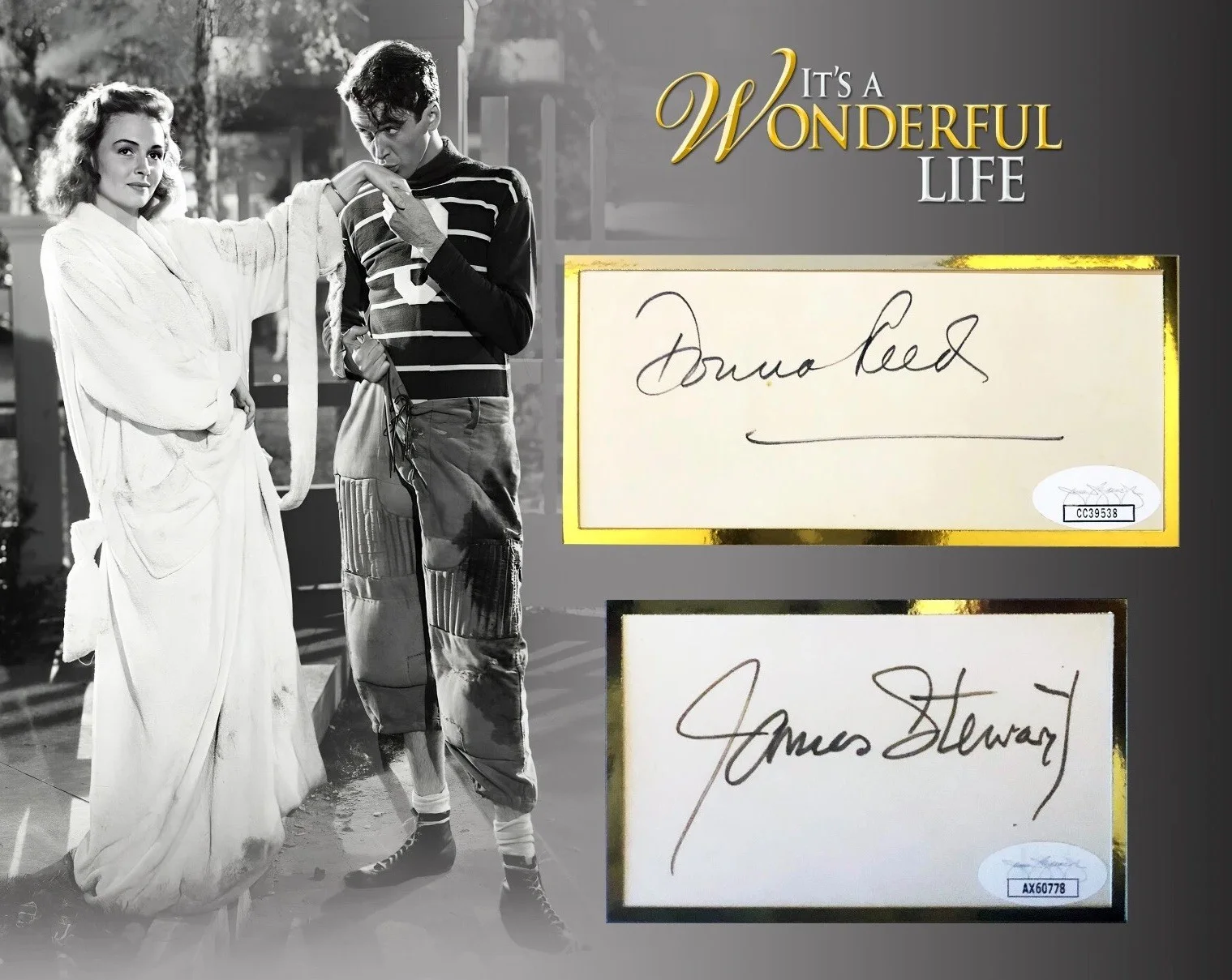 Donna Reed — DONNA REED JIMMY STEWART It's A Wonderful Life Signed/Autographed Display - JSA, изображение 4