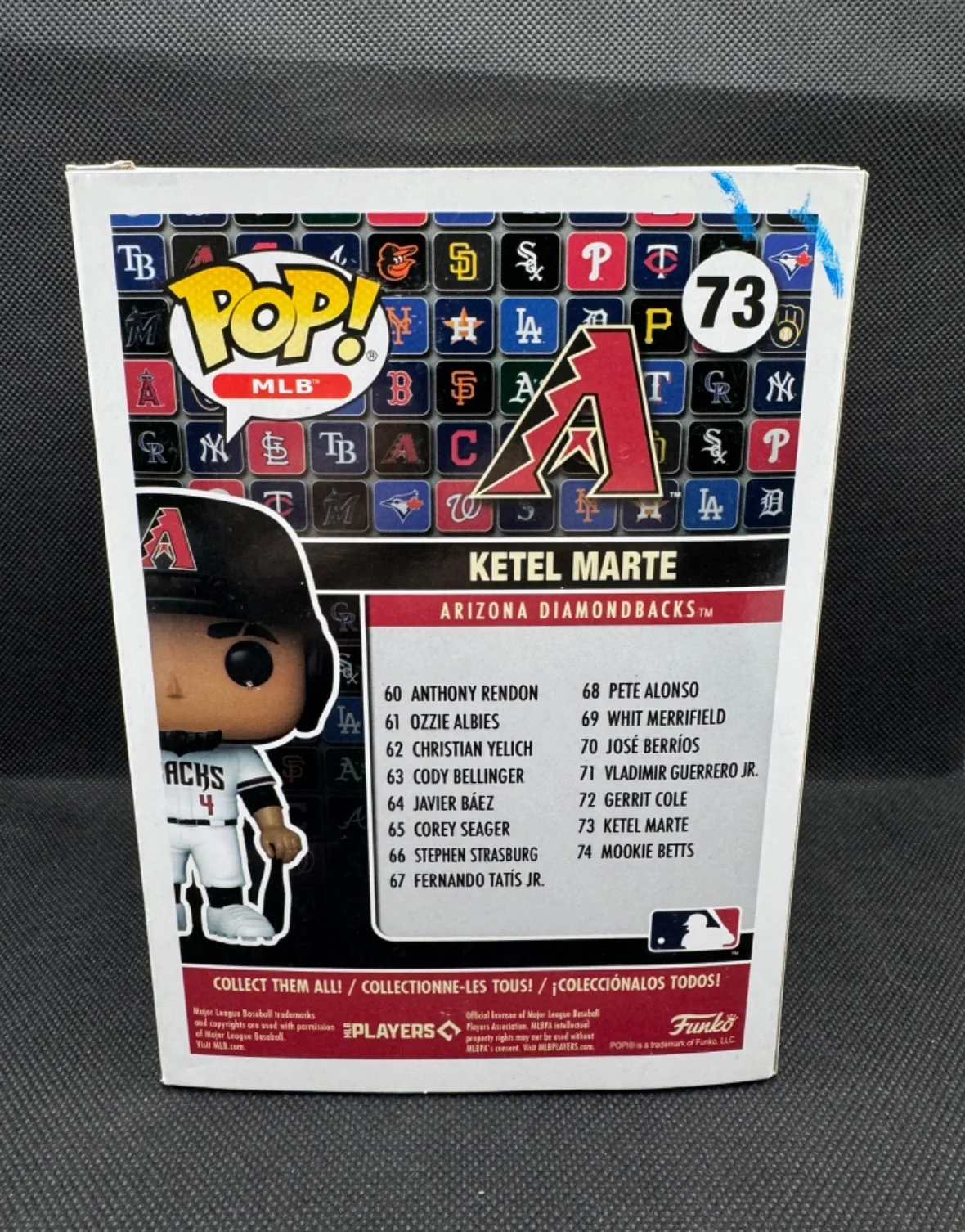 KETEL MARTE — KETEL MARTE signed ARIZONA DIAMONDBACKS FUNKO POP FIGURE #73 w/ COA PSA AM67297, изображение 4