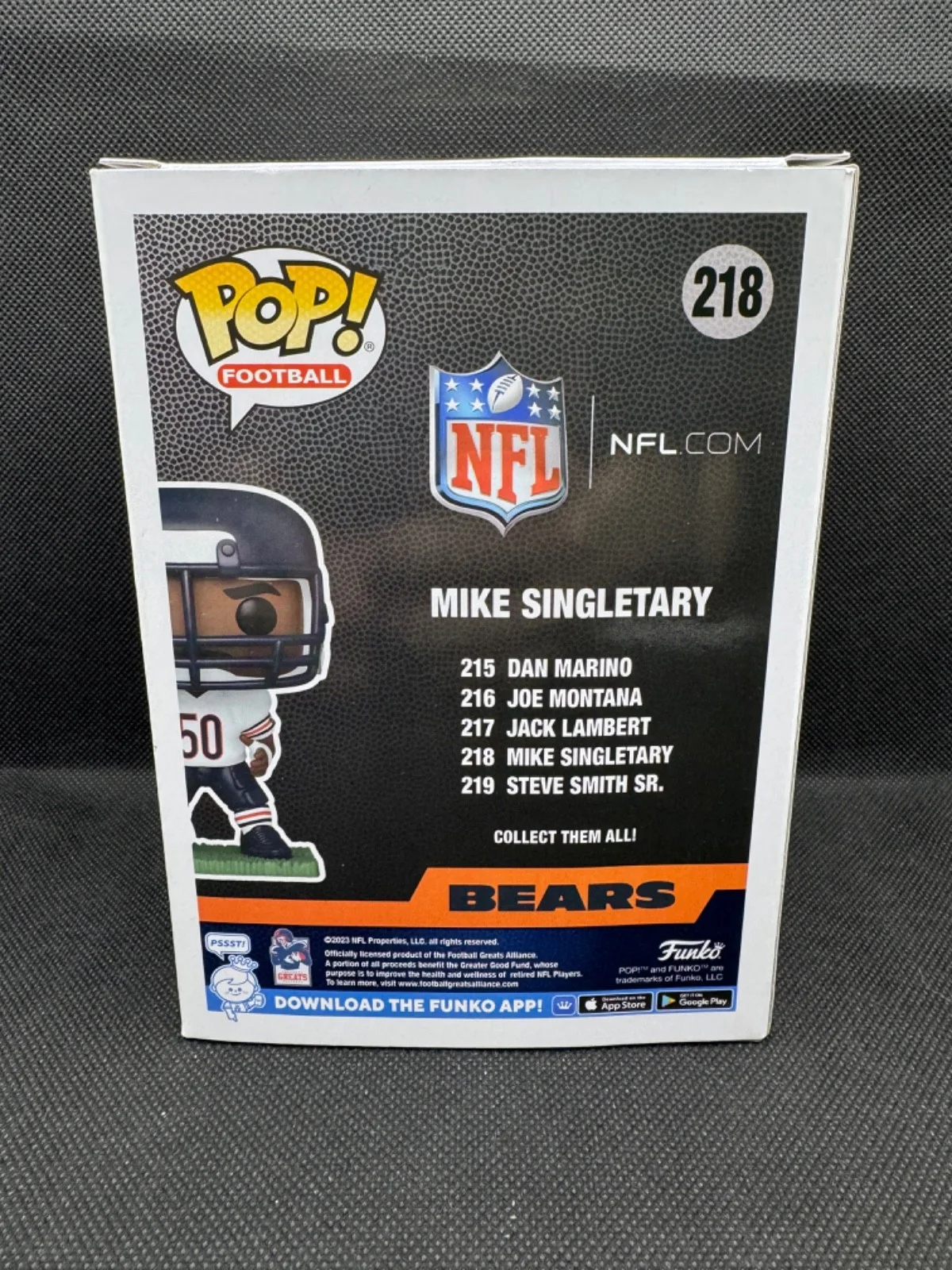 MIKE SINGLETARY — MIKE SINGLETARY signed auto CHICAGO BEAR FUNKO POP FIGURE #218 w/ COA BECKETT, изображение 3