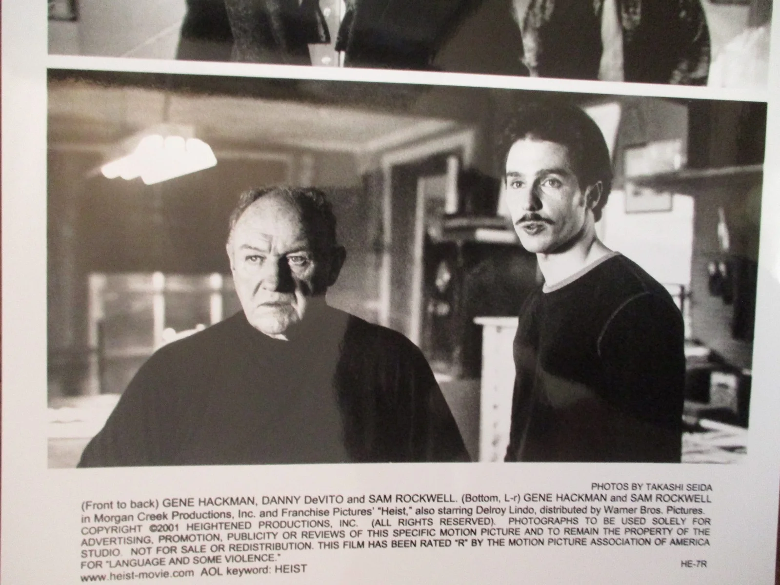 Sam Rockwell/Gene Hackman/Danny DeVito(HEIST)2001 8 x 10 Glossy B &W Press Photo, image 3