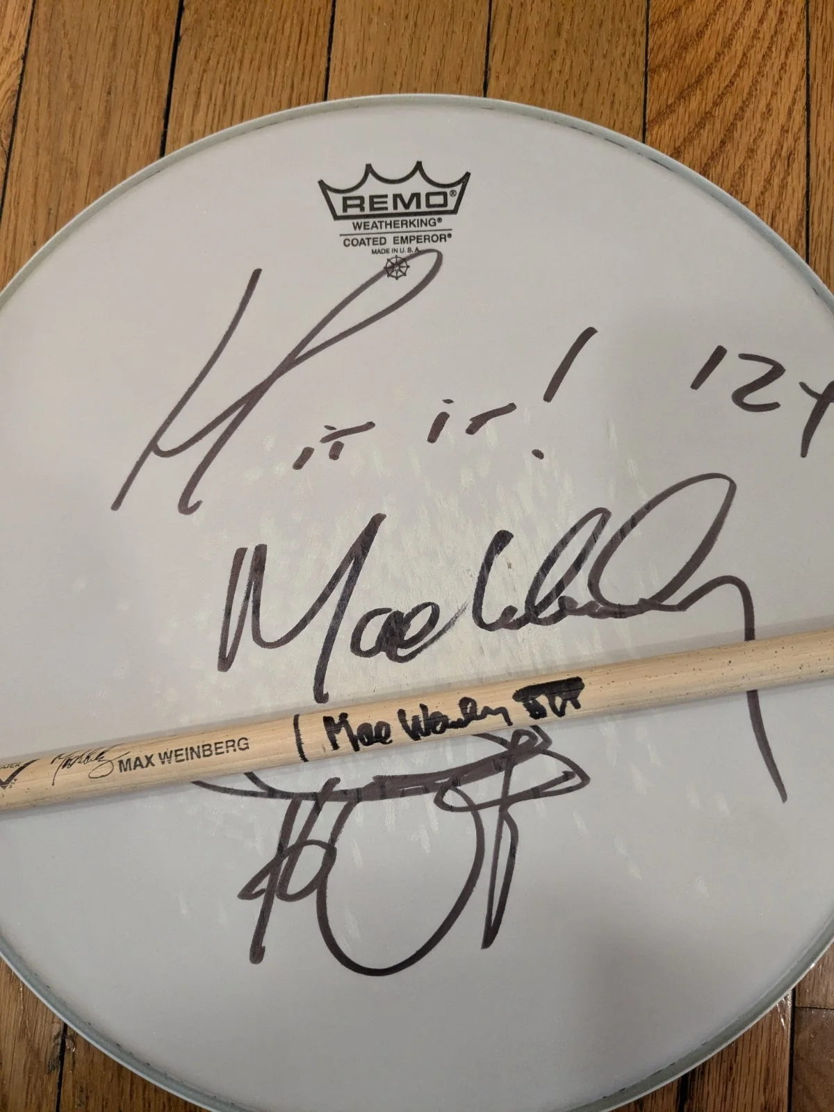 Max Weinberg Tour Used Hand Signed Drumhead And Drumstick Bruce Springsteen COA, image 4
