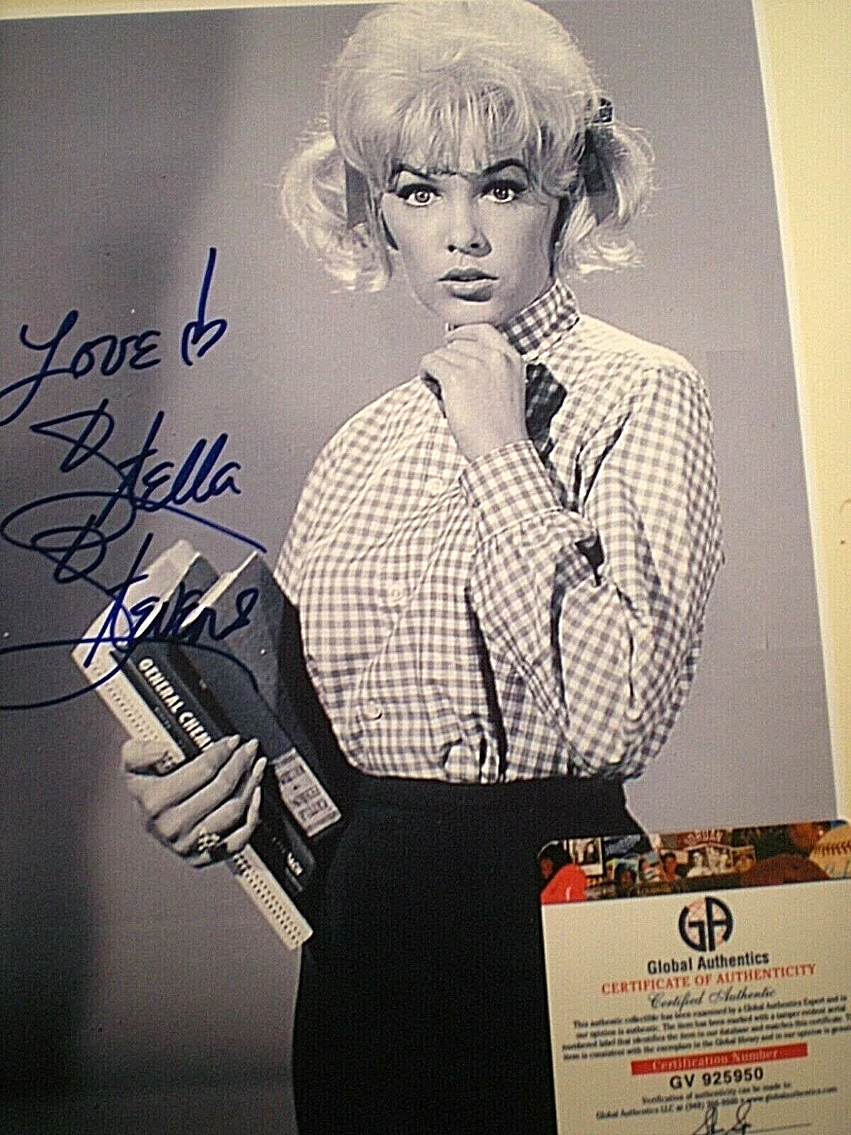 STELLA STEVENS — SIGNED PHOTO STELLA STEVENS PIGTAILS "NUTTY PROFESSOR" CERT - GA COA DECEASED, image 4