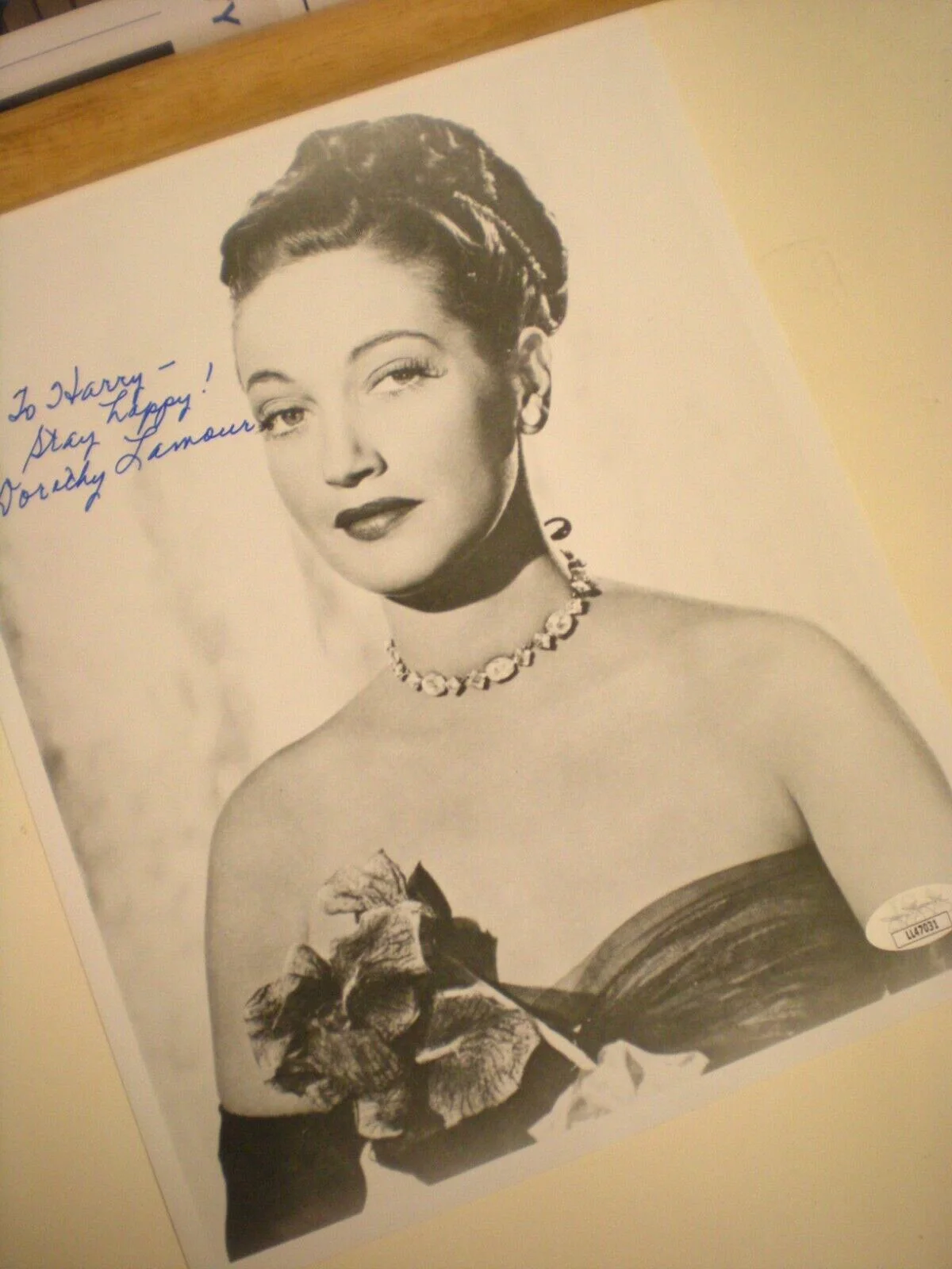 DOROTHY LAMOUR — SIGNED PHOTO DOROTHY LAMOUR--"ROAD TO......" FILMS WITH HOPE & CROSBY- CERT JSA, изображение 2