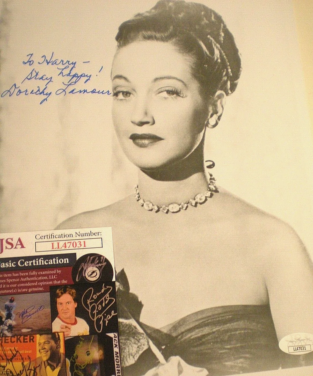 DOROTHY LAMOUR — SIGNED PHOTO DOROTHY LAMOUR--"ROAD TO......" FILMS WITH HOPE & CROSBY- CERT JSA, изображение 3