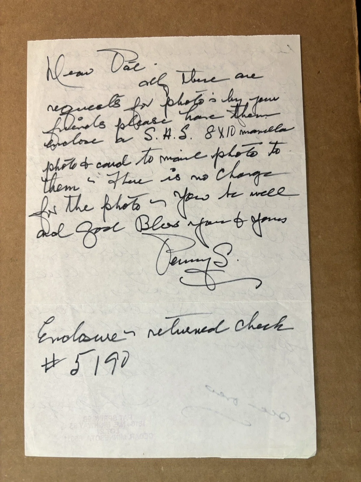 PENNY SINGLETON — PENNY SINGLETON HAND WRITTEN AND SIGNED LETTER WITH 10 X 8 PHOTO DECEASED, изображение 3