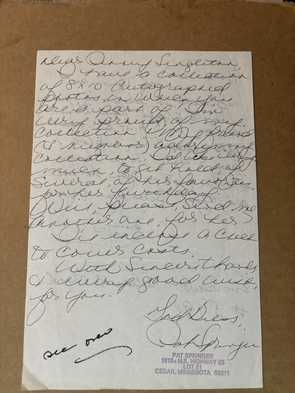 PENNY SINGLETON — PENNY SINGLETON HAND WRITTEN AND SIGNED LETTER WITH 10 X 8 PHOTO DECEASED, изображение 4