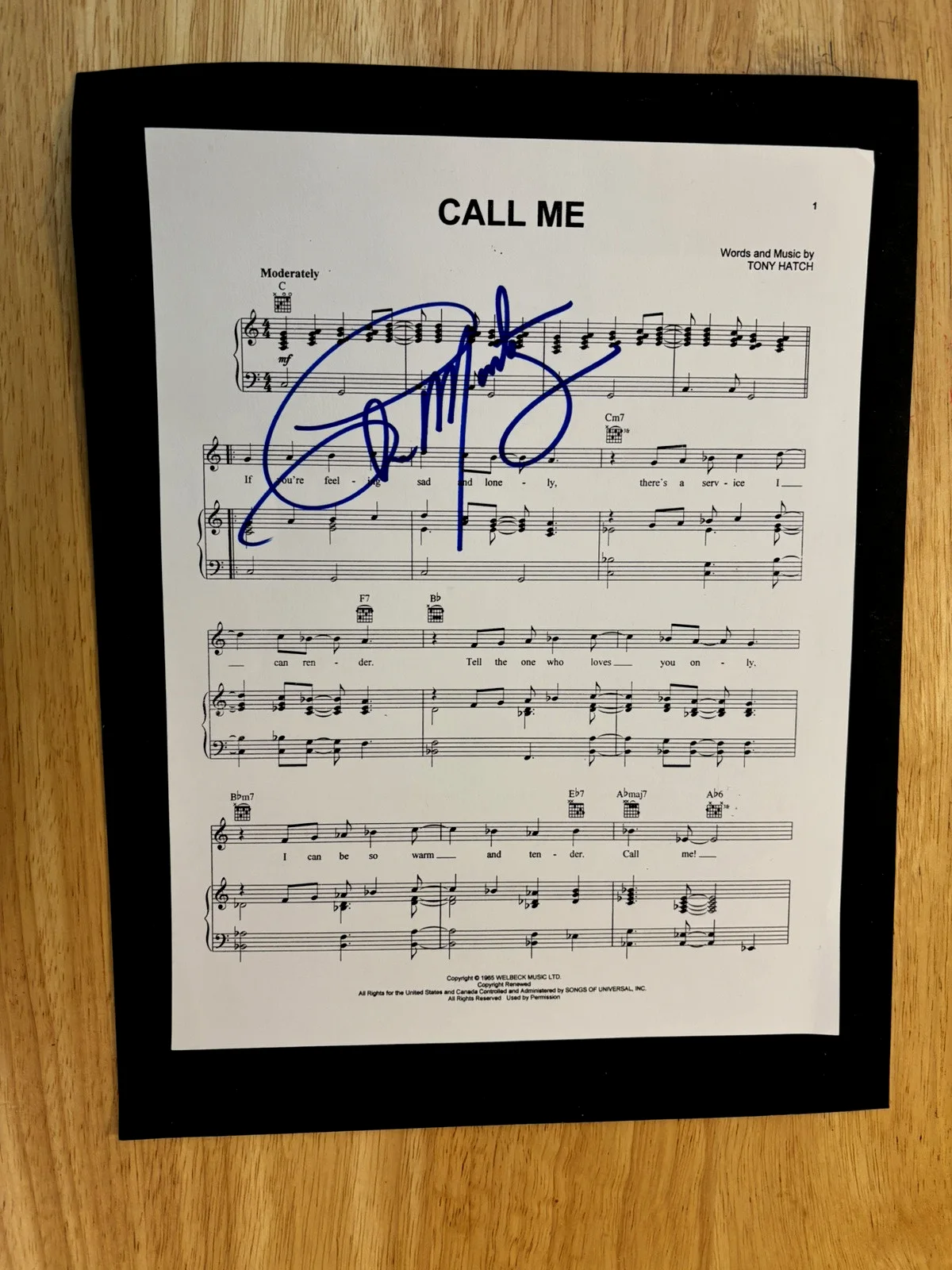CHRIS MONTEZ SIGNED LYRIC SHEET "CALL ME" 8.5 X 11-1966, image 3