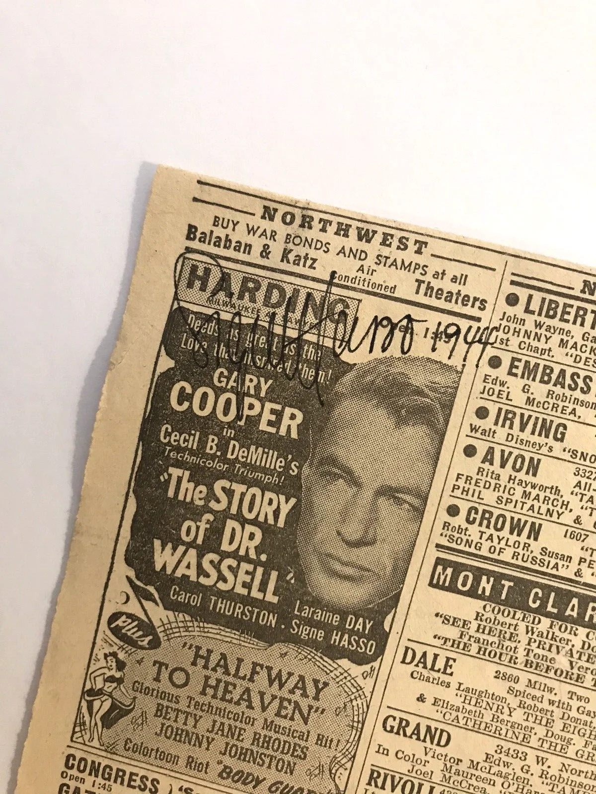 SIGNE HASSO — SIGNE HASSO SIGNED NEWSPAPER CLIPPING-VINTAGE--AT THEATER- FILM, изображение 3