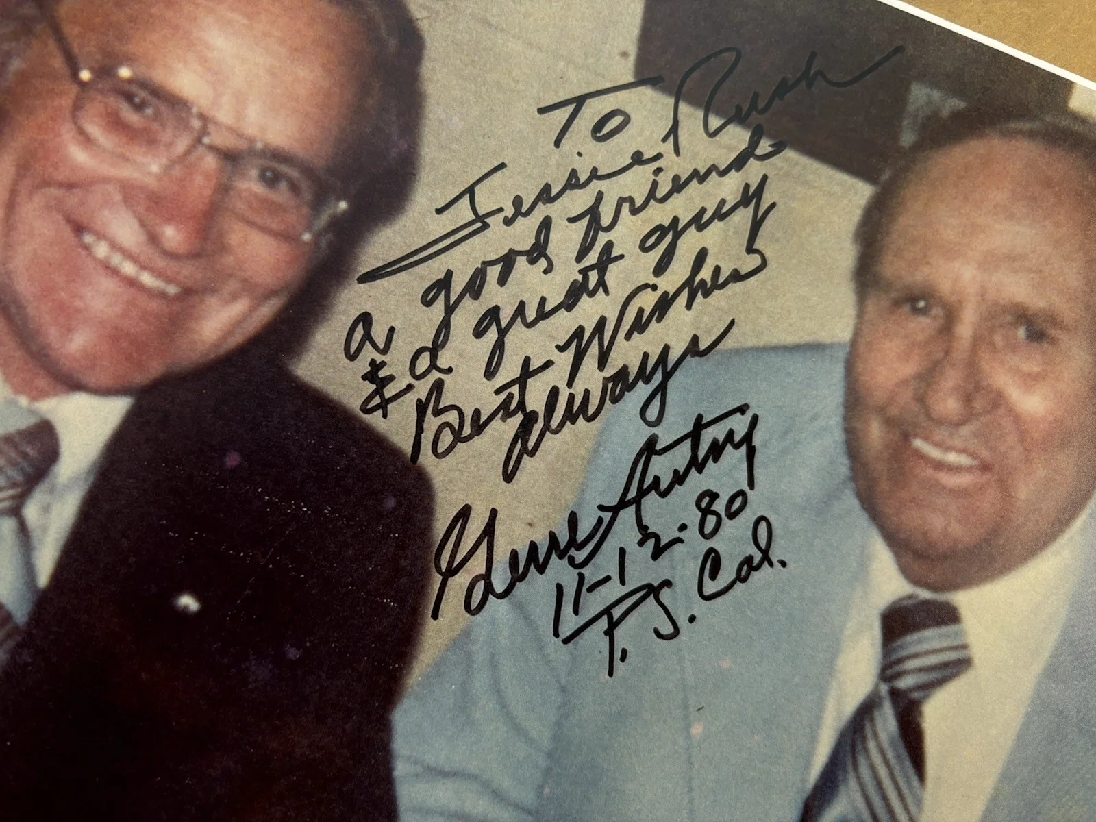 GENE AUTRY — GENE AUTRY SIGNED PHOTO -14 X 11-INSCRIPTION 11-12-80 OWNER OF THE ANGELS COA, изображение 2