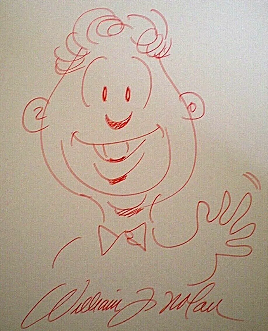 WILLIAM NOLAN SKETCH, SIGNATURE — WILLIAM NOLAN HAND SIGNED & DRAWN SKETCH - HORROR WRITER-FROM AUTOGRAPH WORLD, image 3