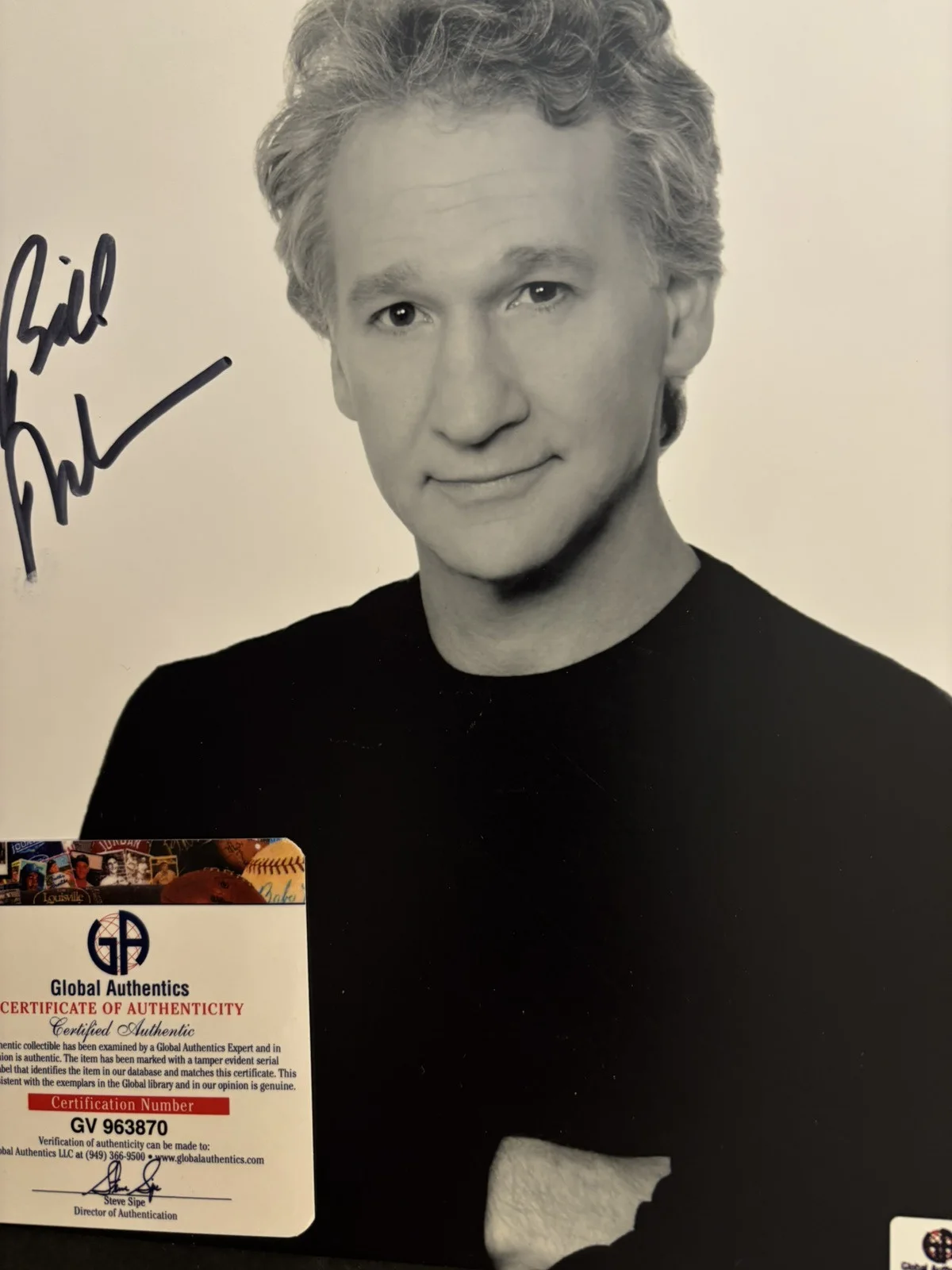 BILL MAHER — BILL MAHER SIGNED PHOTO "REAL TIME" YOUNG PHOTO OF THE COMEDIAN-COA GA 8 X 10, изображение 2