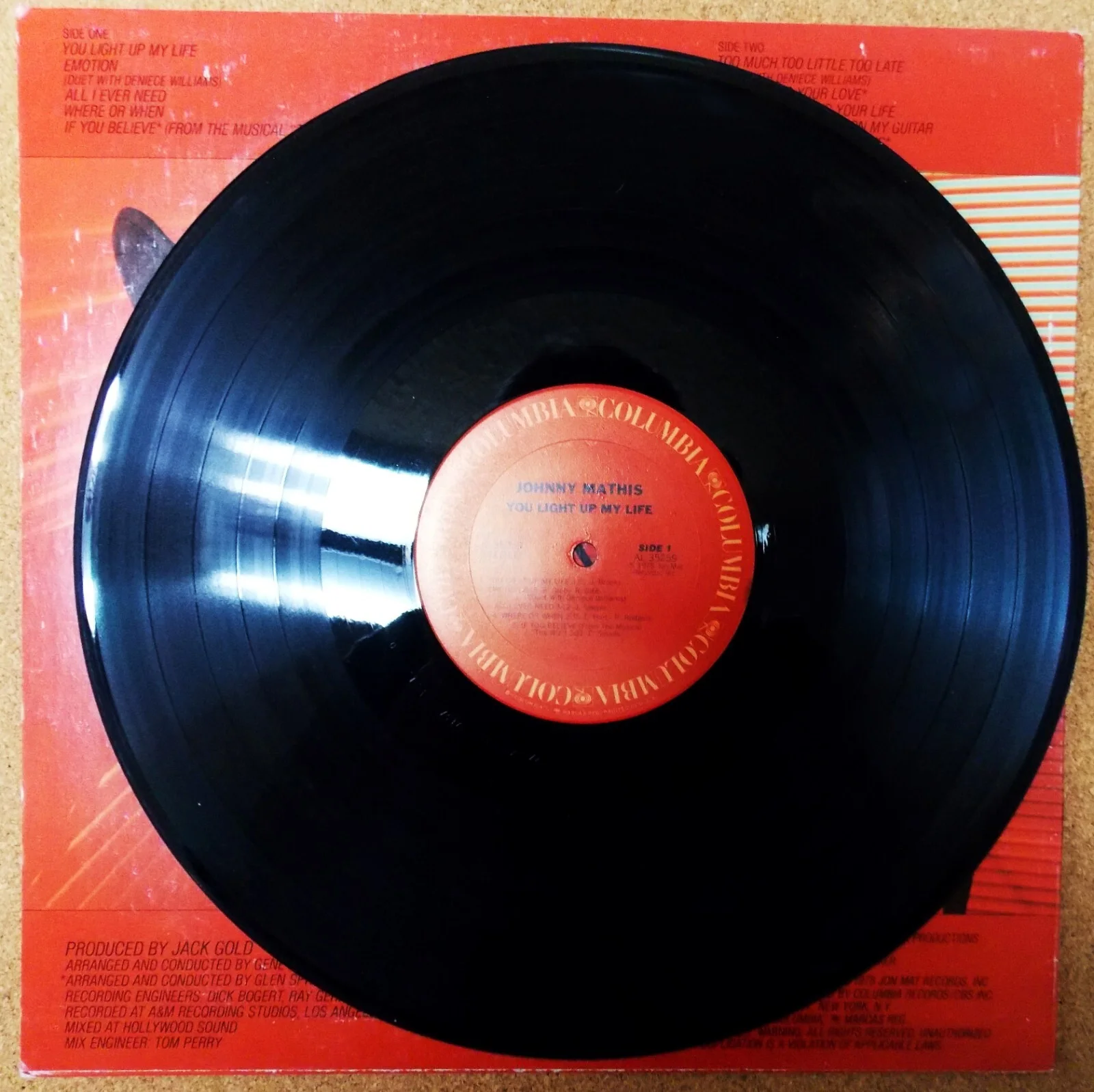 JONNY MATTHIS — SIGNED JOHNNY MATHIS ALBUM COVER " YOU LIGHTT UP MY LIFE " W/ VINYL, изображение 5