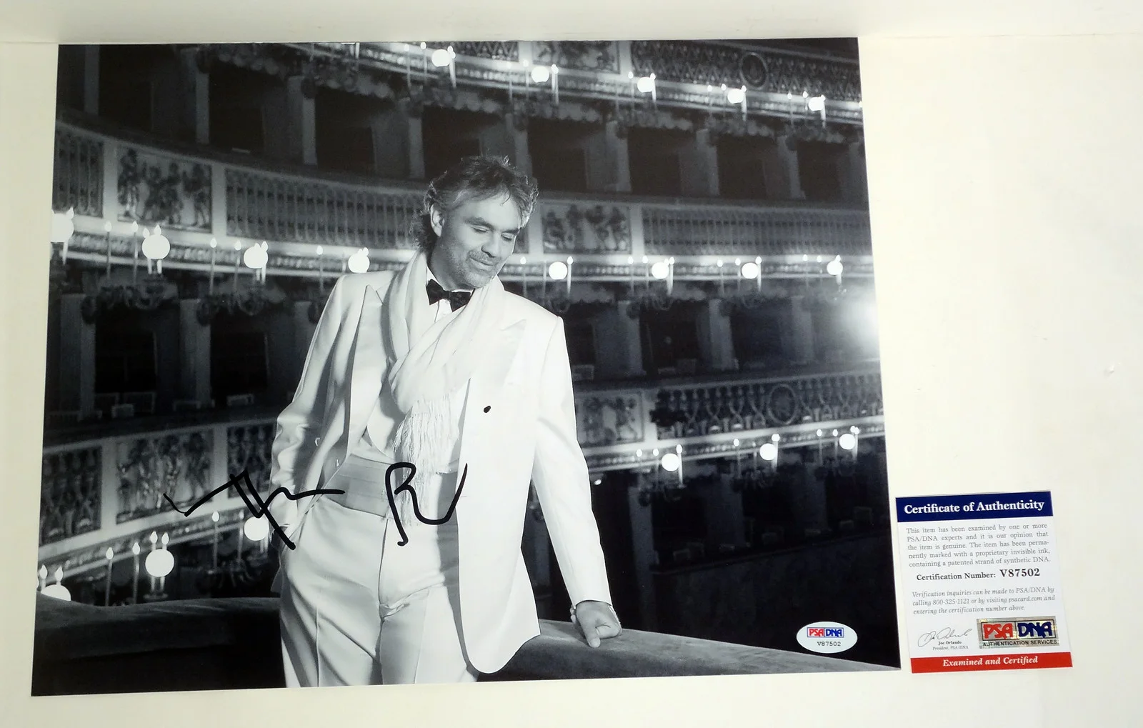 Andrea Bocelli — Andrea Bocelli Opera Legend Signed Autograph 11x14 Photo PSA/DNA COA