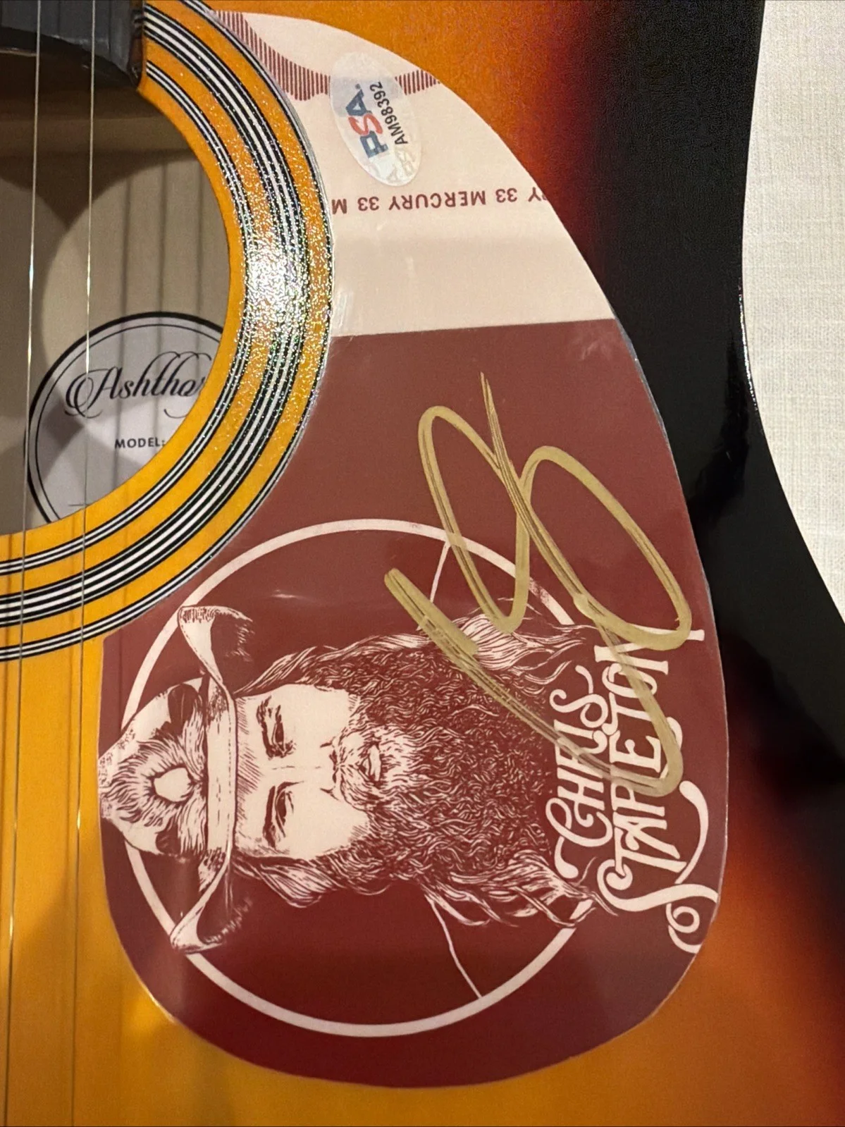 CHRIS STAPLETON SIGNED AUTOGRAPH 41”F/S SUNBURST ACOUSTIC GUITAR COUNTRY JSA COA, изображение 2