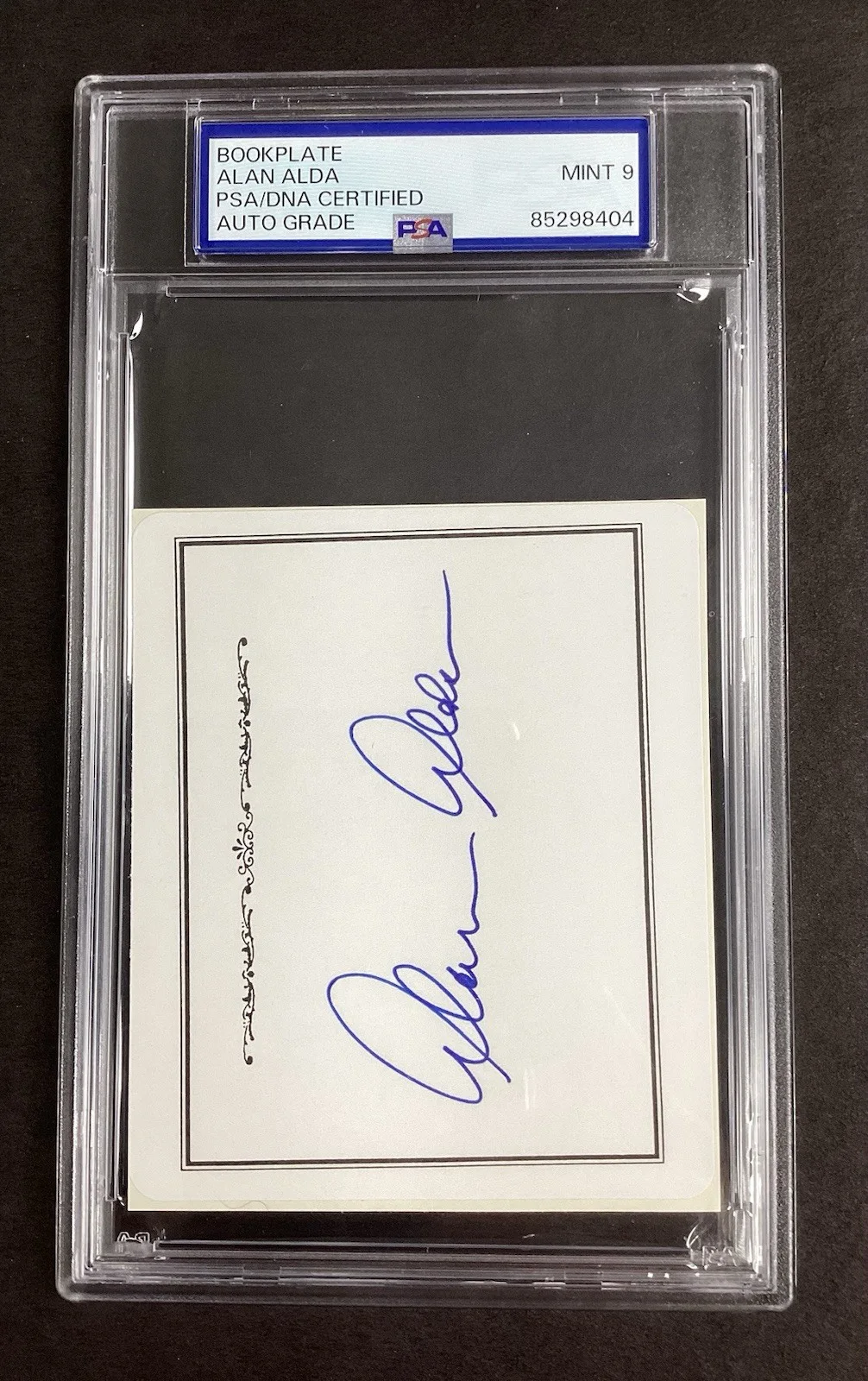 Alan Alda — Alan Alda Signed Bookplate Mash Autograph Hawkeye 30 Rock Tough Sig PSA/DNA MT 9