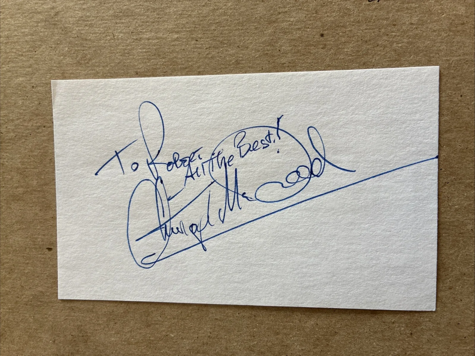 Christopher McDonald — Christopher McDonald Signed 3x5 Index Card Shooter McGavin Autograph -To: Robert