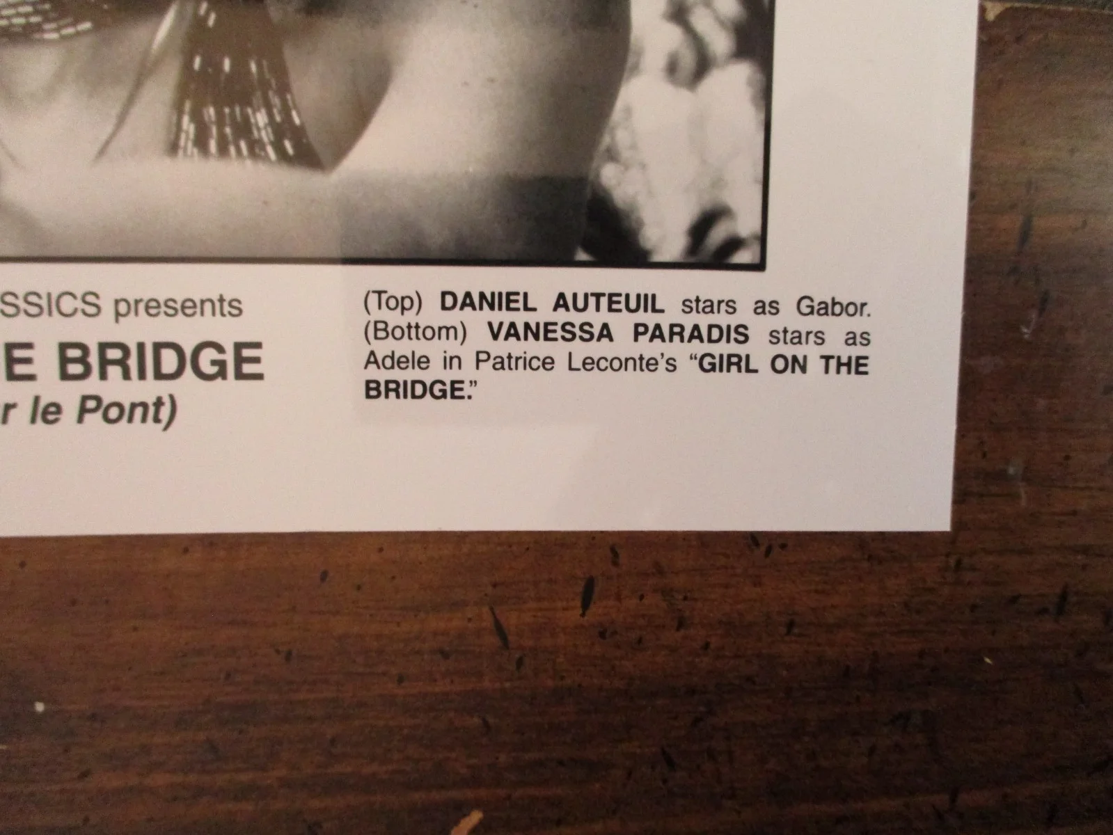 Vanessa Paradis/Daniel Auteuil(GIRL ON THE BRIDGE)2000 8 x 10 B & W Press Photo, изображение 3