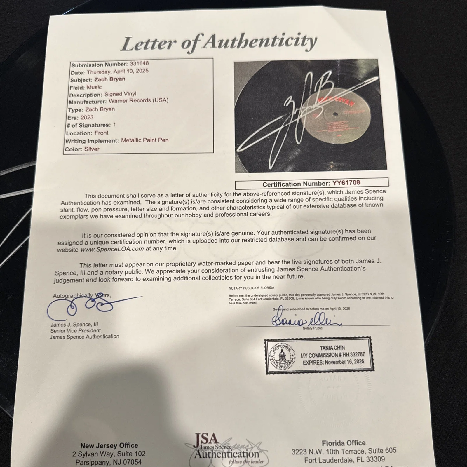 Zach Bryan — Zach Bryan Signed Autograph Album Vinyl Record LP Disc - Country Music JSA LOA, изображение 3