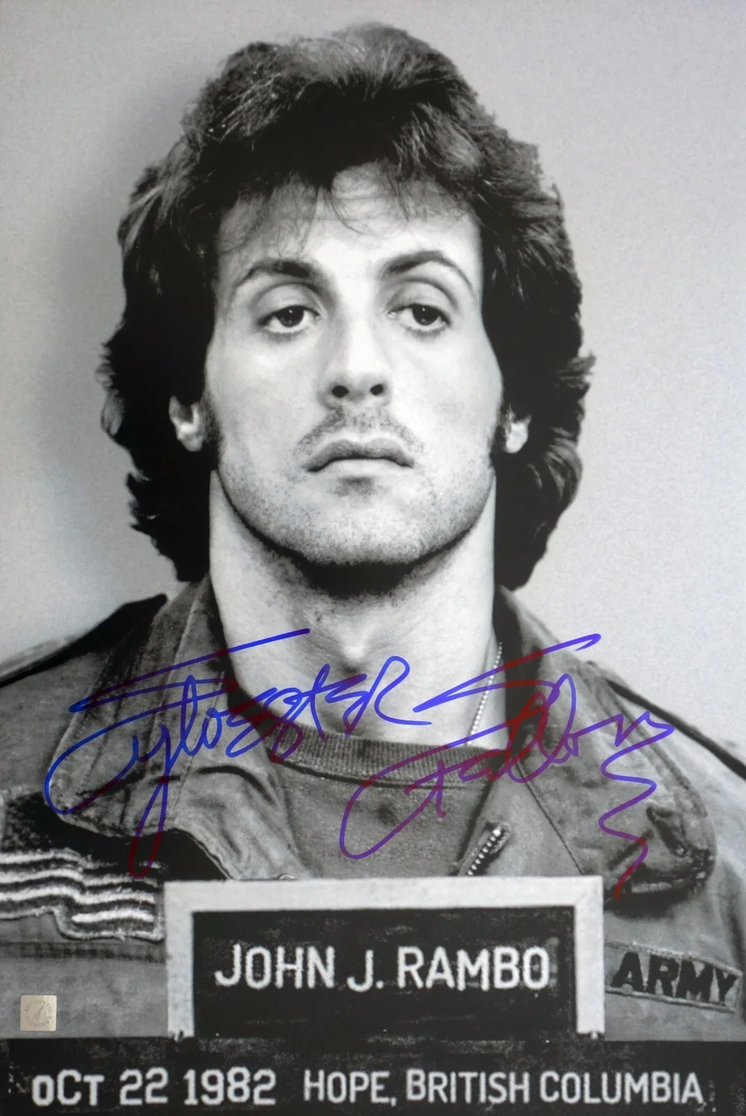 Sylvester Stallone — Sylvester Stallone Autographed RAMBO FIRST BLOOD Mugshot 16x24 Photo ASI Proof