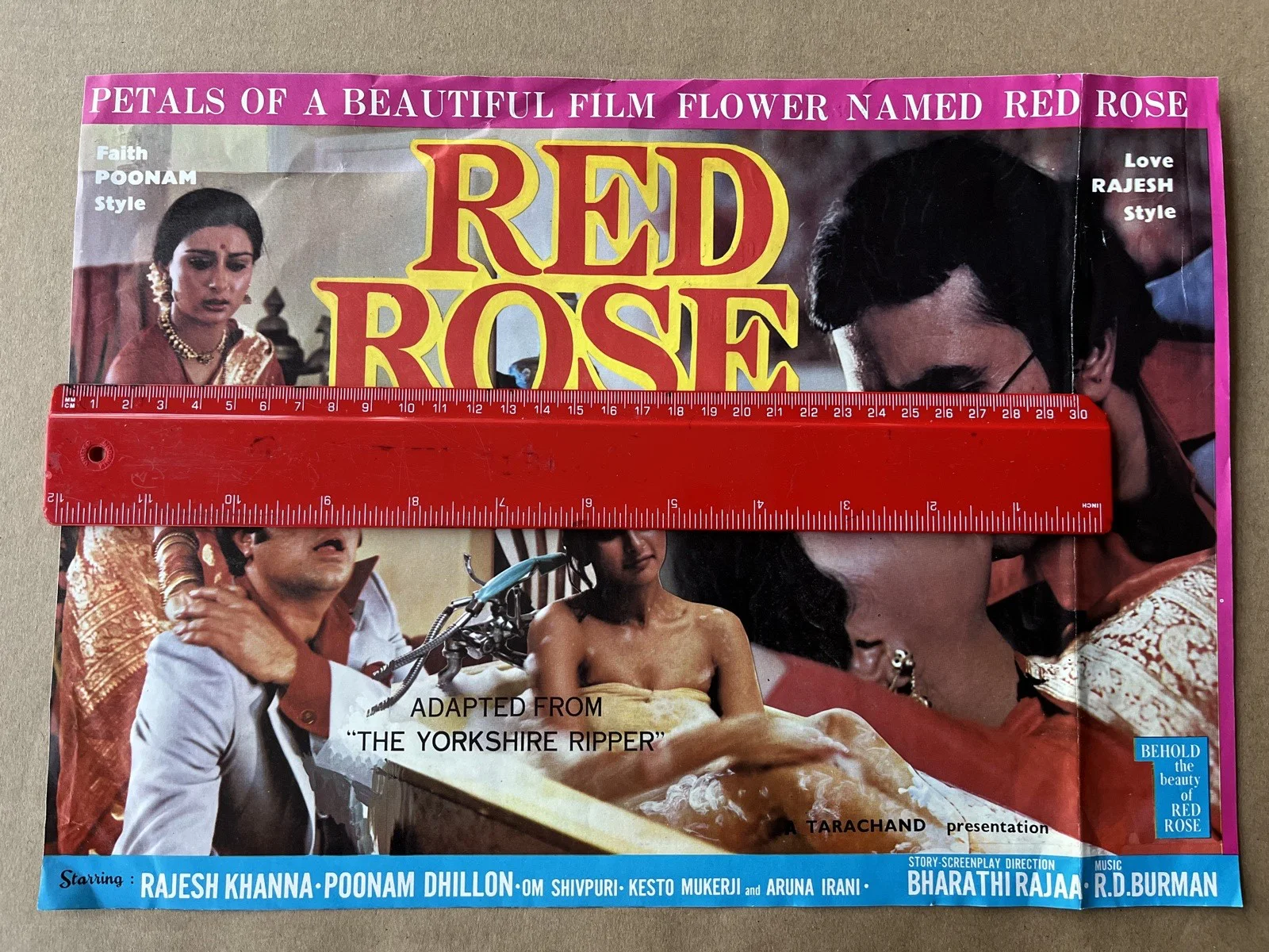RED ROSE (1980) Bollywood Indian Hindi Film Poster Flyer RAJESH KHANNA , POONAM, изображение 2