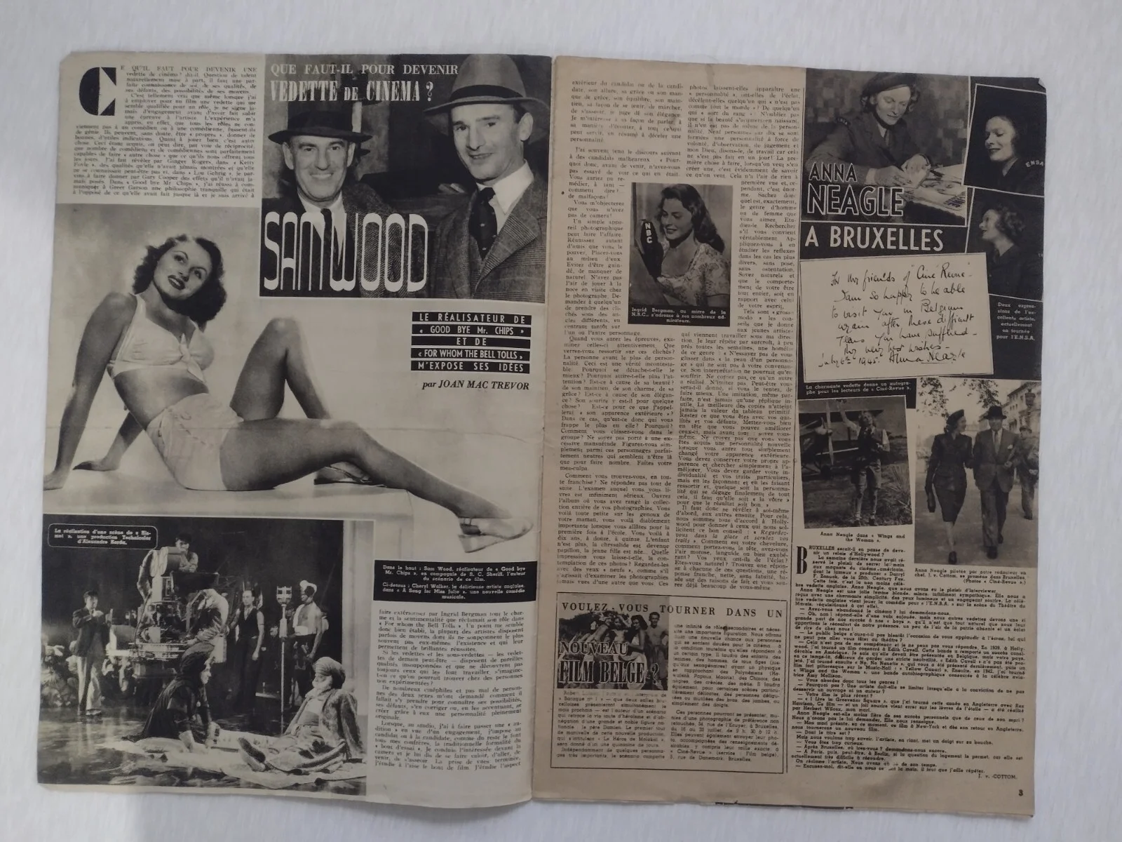 1945 Cine Revue Greer Garson Walter Pidgeon Olivia De Havilland 35x23.5cm 12page, image 2