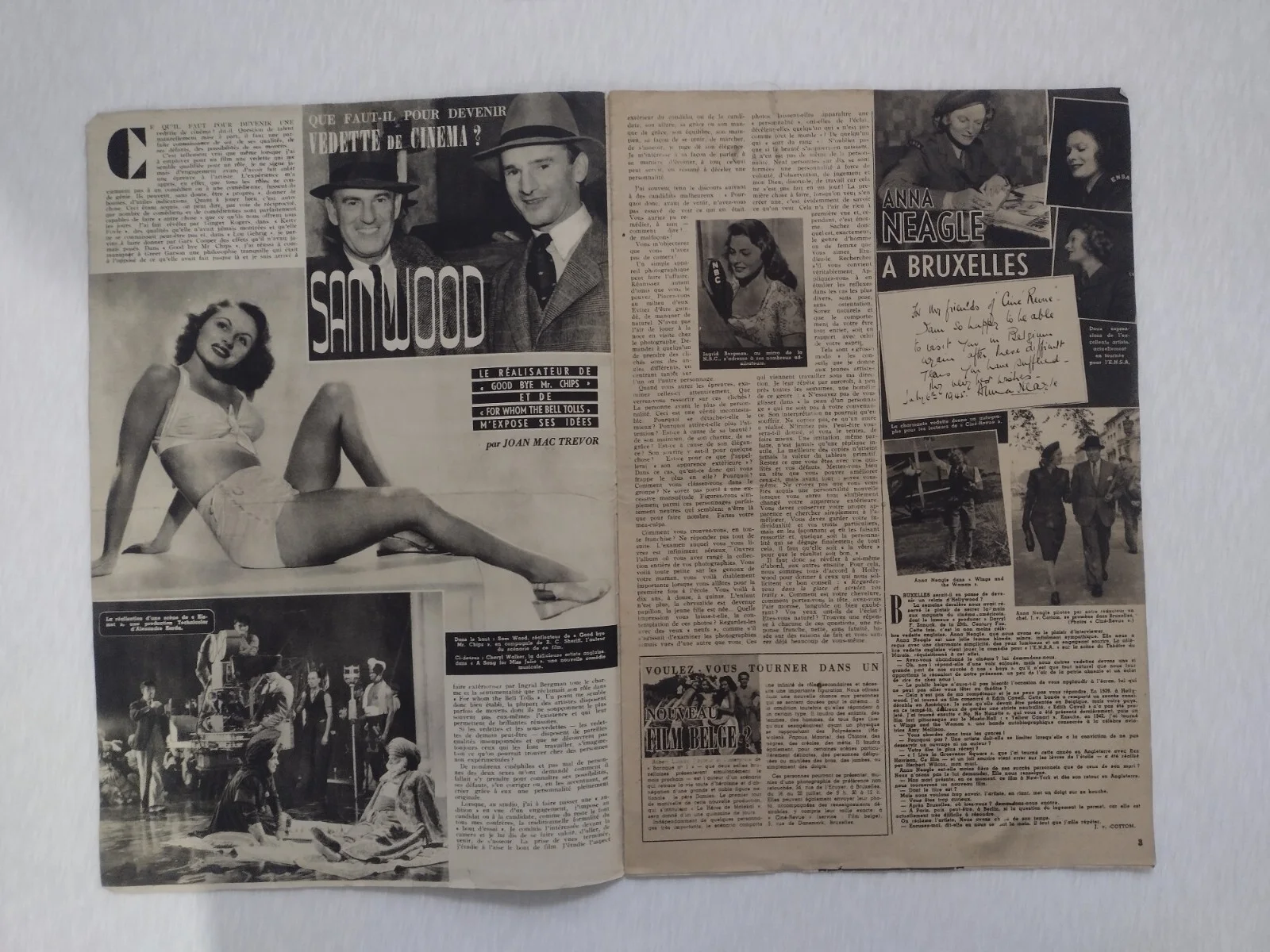 1945 Cine Revue Greer Garson Walter Pidgeon Olivia De Havilland 35x23.5cm 12page, image 3