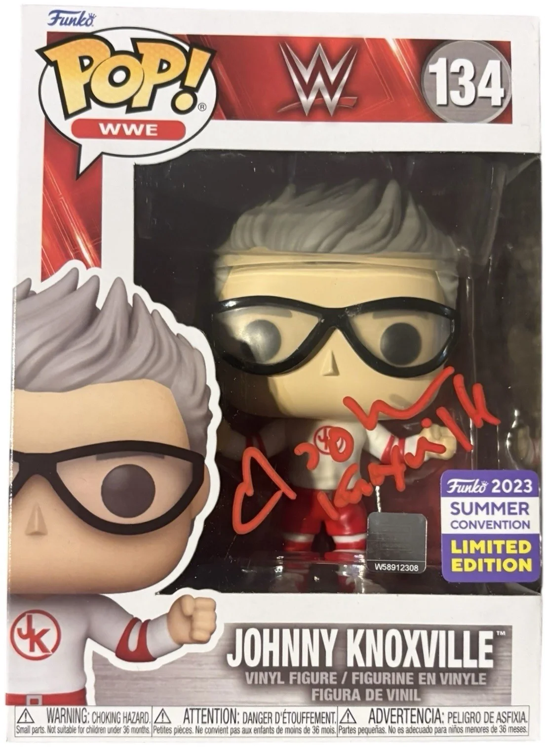 Johnny Knoxville — WWE Jackass Johnny Knoxville Signed Funko Pop #134 JSA Certified