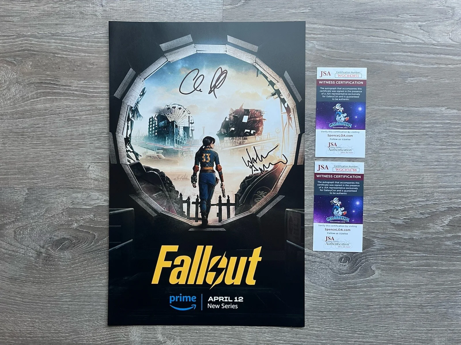 Walton Goggins — Walton Goggins Chris Parnell Signed Fallout 11x17 Photo JSA COA Ghoul