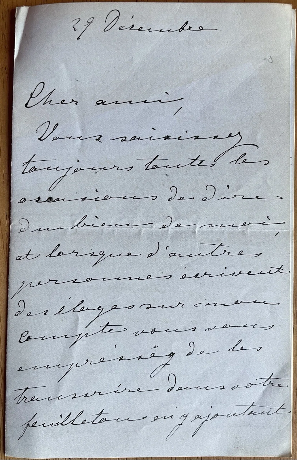 French Opera Soprano Gabrielle Krauss Autograph Letter (Good Content), image 2