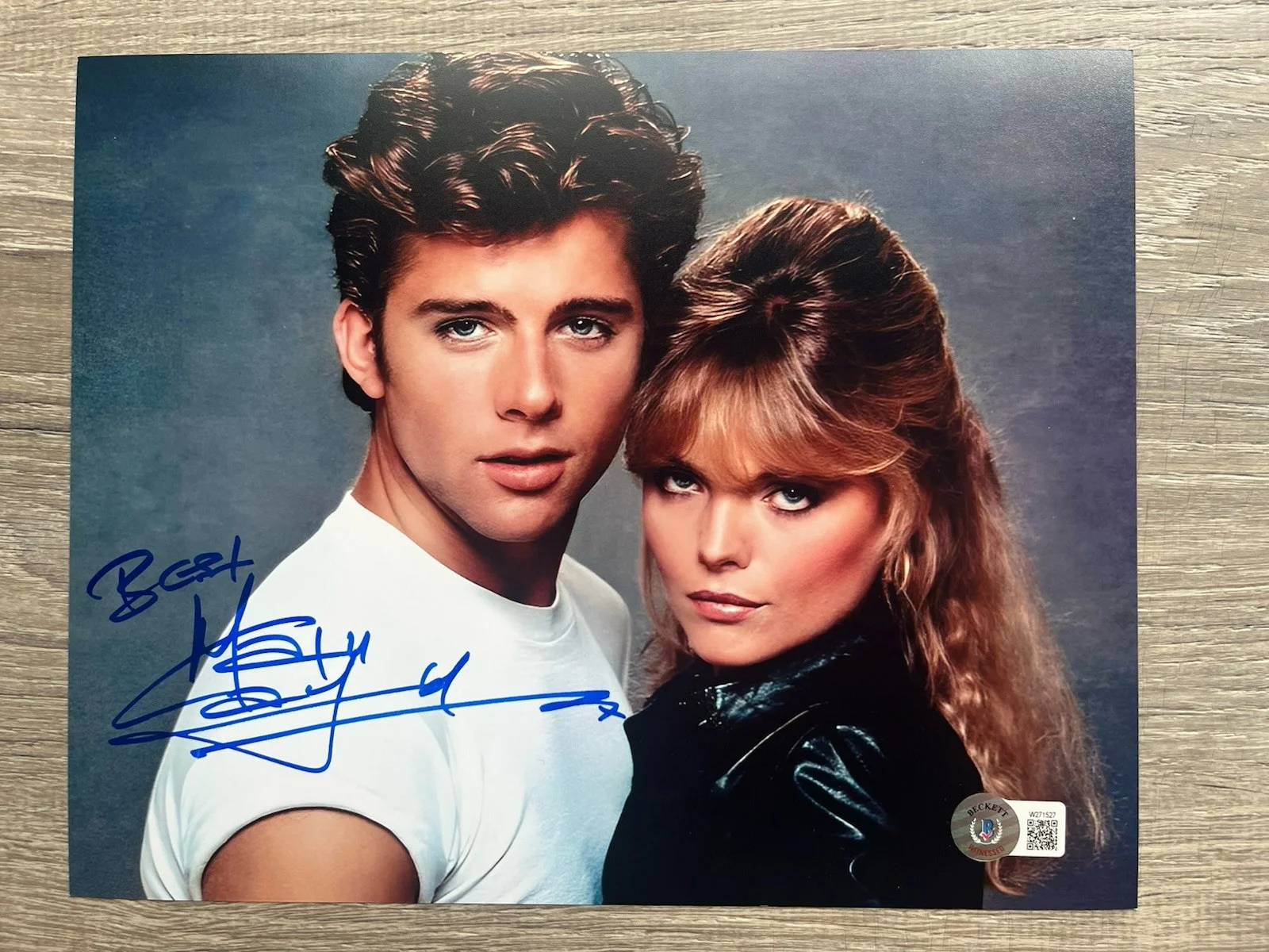 Maxwell Caulfield — Maxwell Caulfield Signed Michael Carrington 8x10 Photo Beckett COA Grease 2, изображение 2
