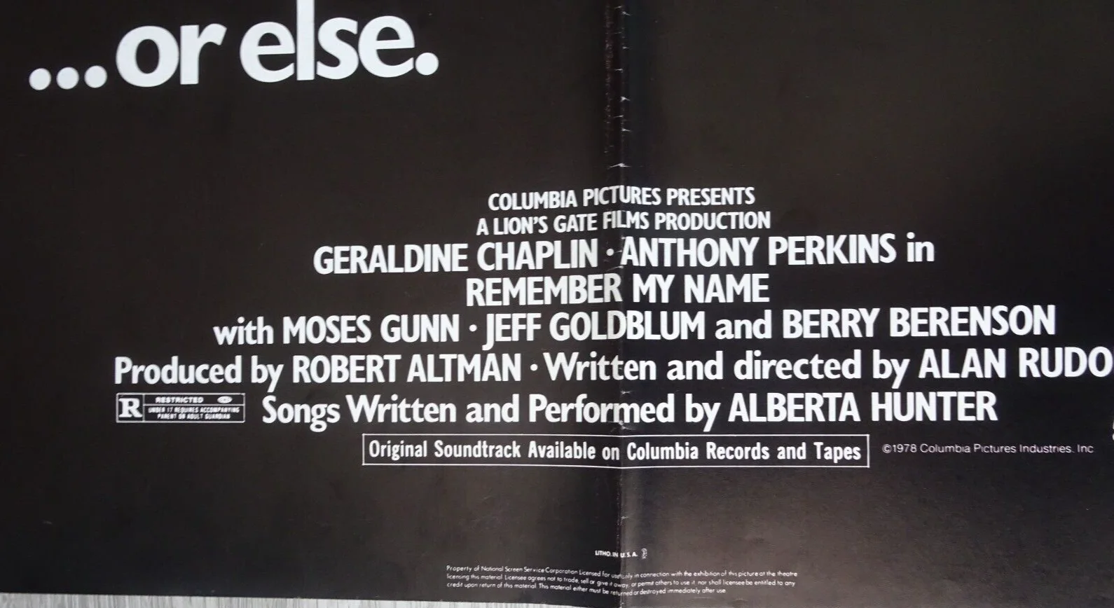 Remember My Name Poster One Sheet Geraldine Chaplin Anthony Perkins 1978, image 3