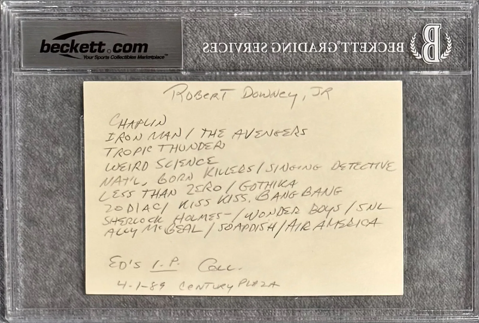 Robert Downey Jr — ROBERT DOWNEY JR. Autograph Signed 4x6 INDEX CARD OPPENHEIMER AVENGERS BECKETT, image 2