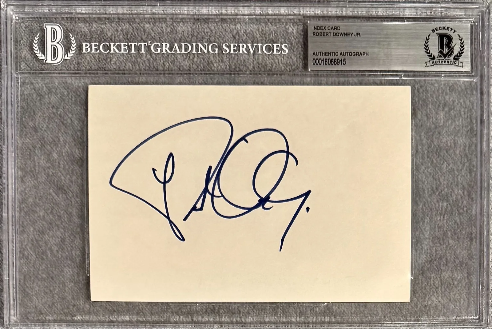 Robert Downey Jr — ROBERT DOWNEY JR. Autograph Signed 4x6 INDEX CARD OPPENHEIMER AVENGERS BECKETT, image 3