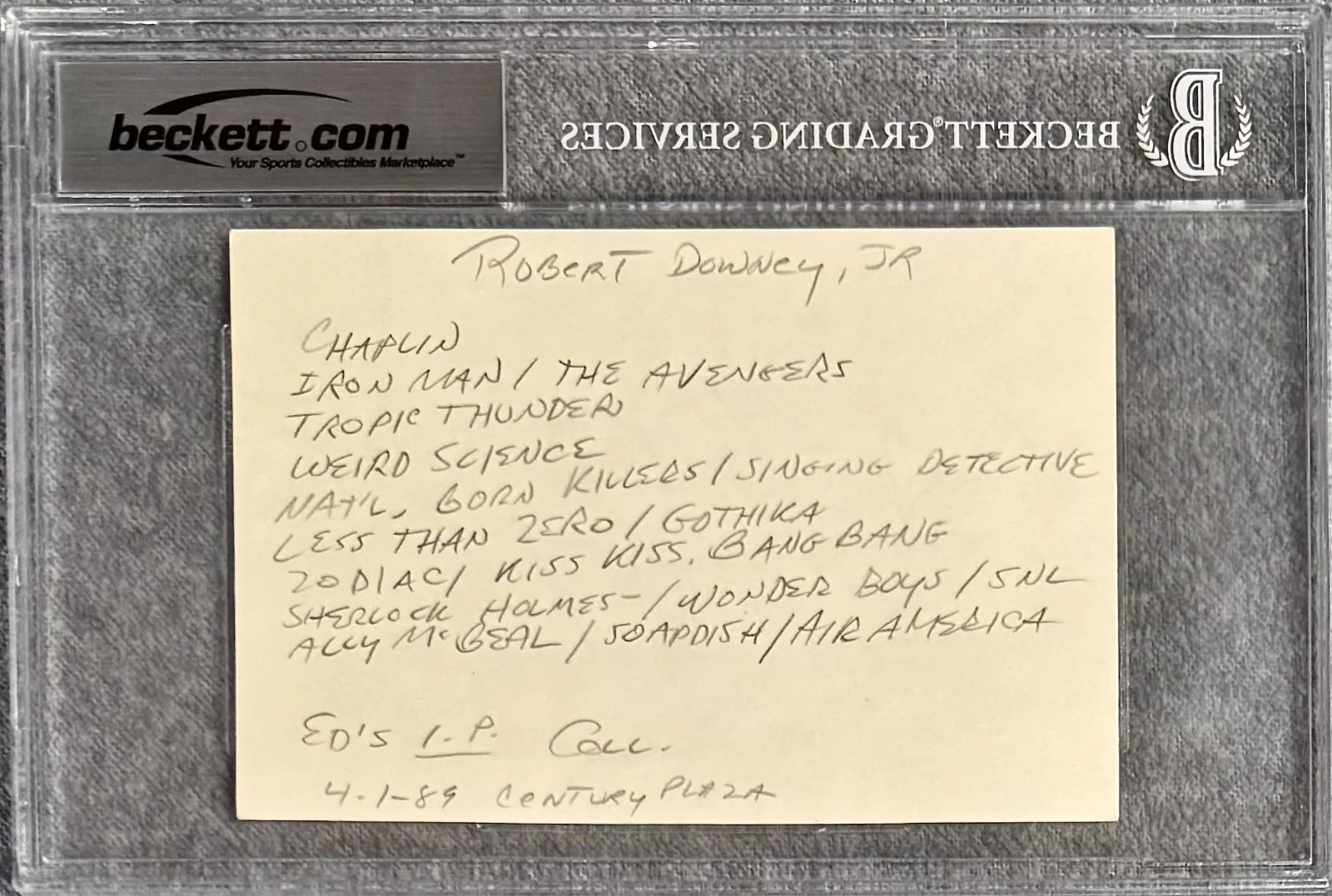Robert Downey Jr — ROBERT DOWNEY JR. Autograph Signed 4x6 INDEX CARD OPPENHEIMER AVENGERS BECKETT, image 4