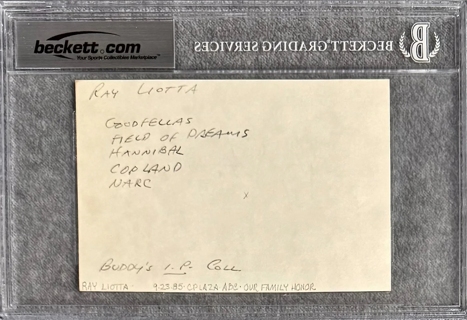 Ray Liotta — RAY LIOTTA Signed Autograph 4"x 6" INDEX CARD GOODFELLAS Field of Dreams BECKETT, изображение 2