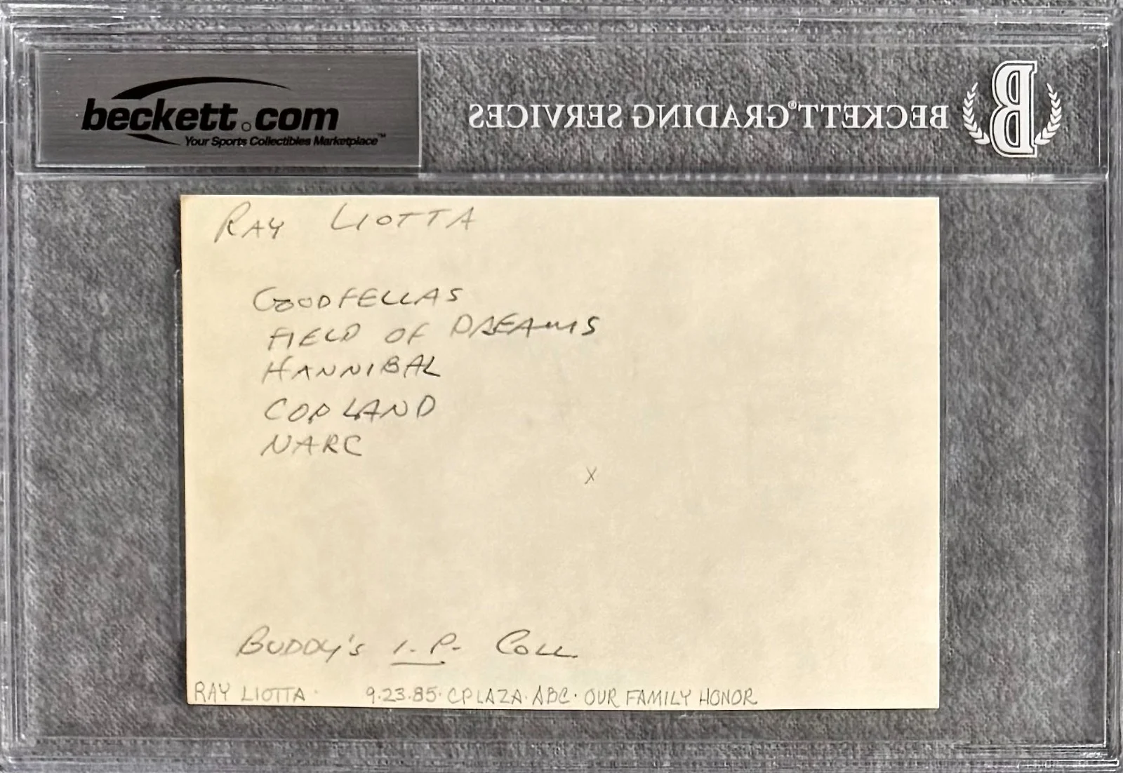 Ray Liotta — RAY LIOTTA Signed Autograph 4"x 6" INDEX CARD GOODFELLAS Field of Dreams BECKETT, изображение 4