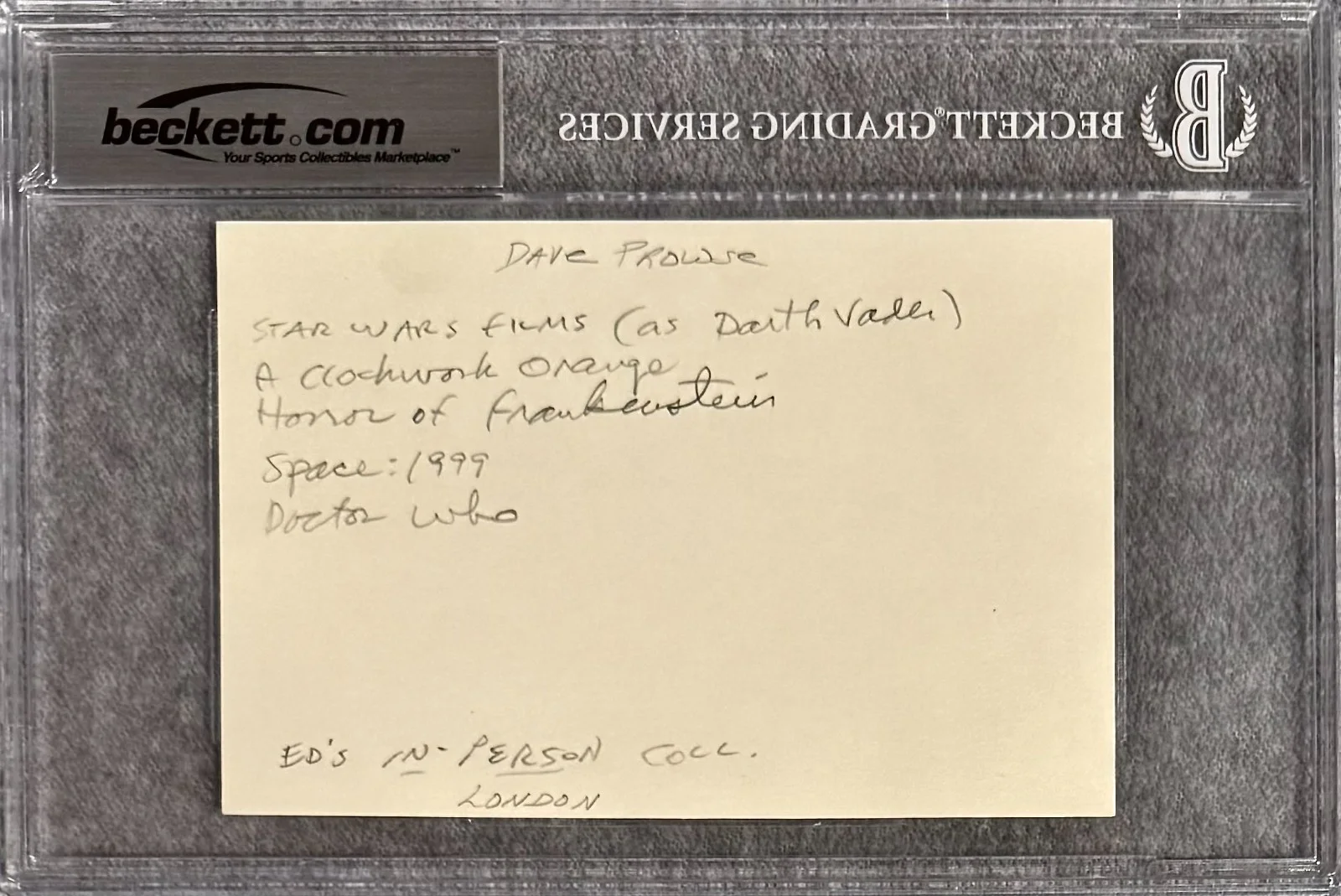 David Prowse — DAVID PROWSE Signed Autographed 4"x 6" INDEX CARD STAR WARS DARTH VADER BECKETT, image 2