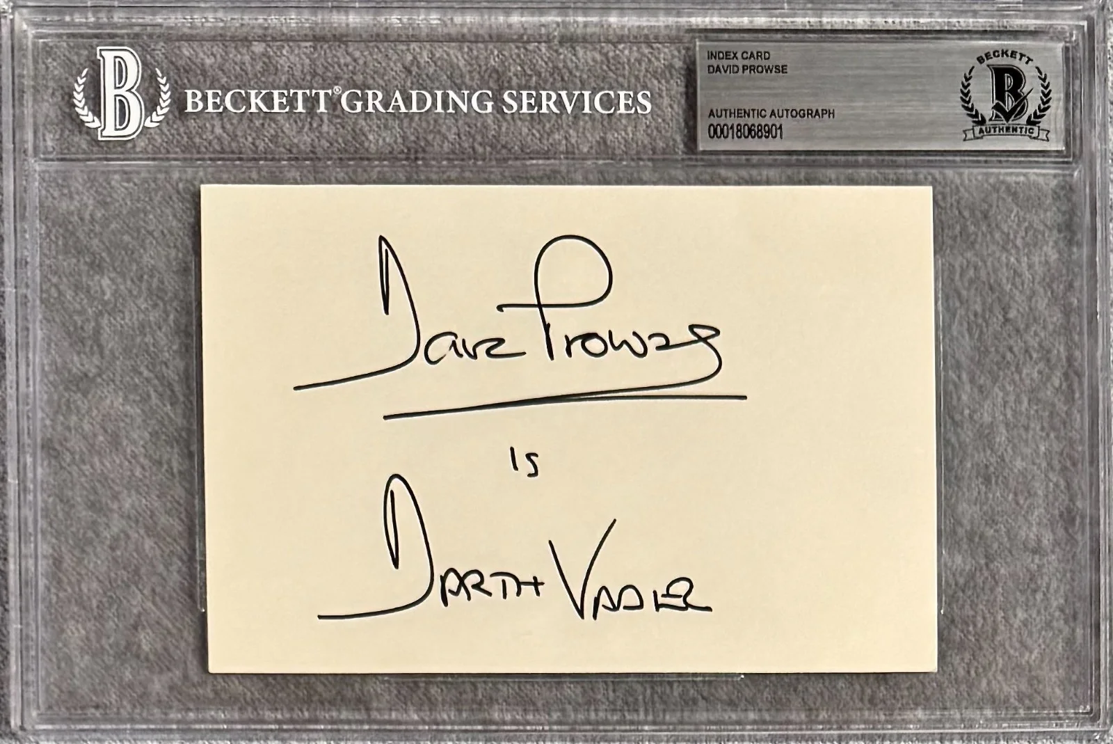 David Prowse — DAVID PROWSE Signed Autographed 4"x 6" INDEX CARD STAR WARS DARTH VADER BECKETT, image 3