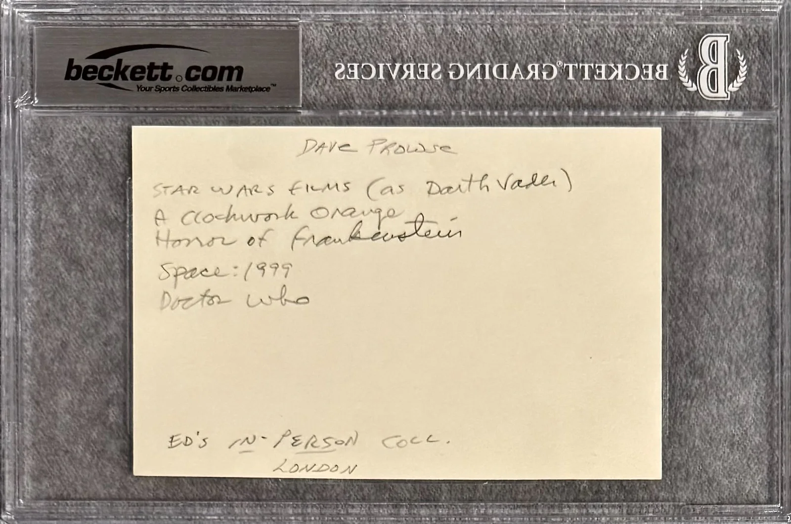 David Prowse — DAVID PROWSE Signed Autographed 4"x 6" INDEX CARD STAR WARS DARTH VADER BECKETT, image 4