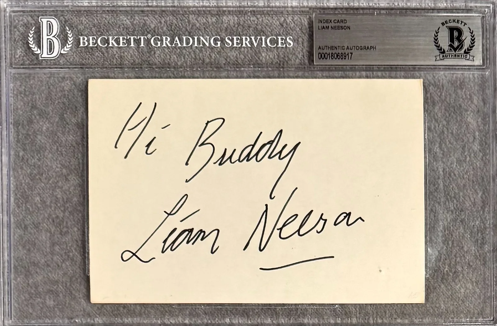 Liam Neeson — LIAM NEESON Signed Autographed 4"x6" INDEX CARD Schindler's List TAKEN BECKETT, image 3