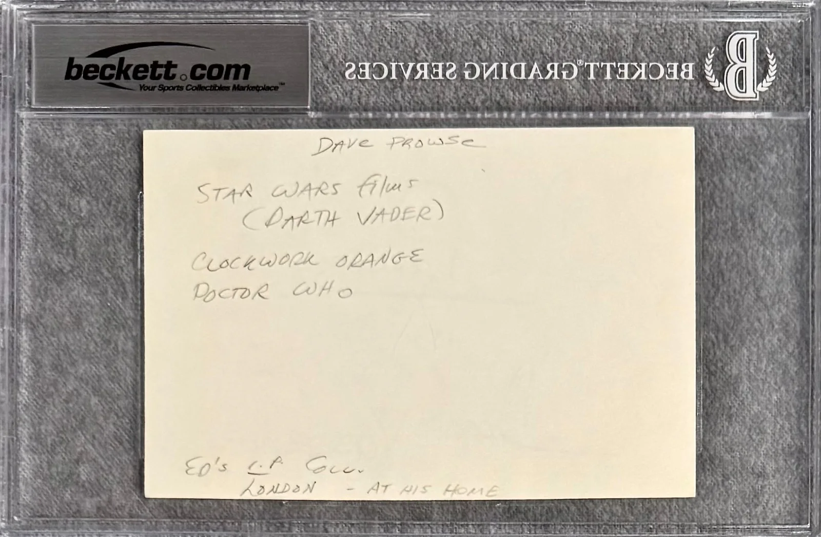 David Prowse — DAVID PROWSE Signed Autographed 4"x 6" INDEX CARD DARTH VADER STAR WARS BECKETT, изображение 2