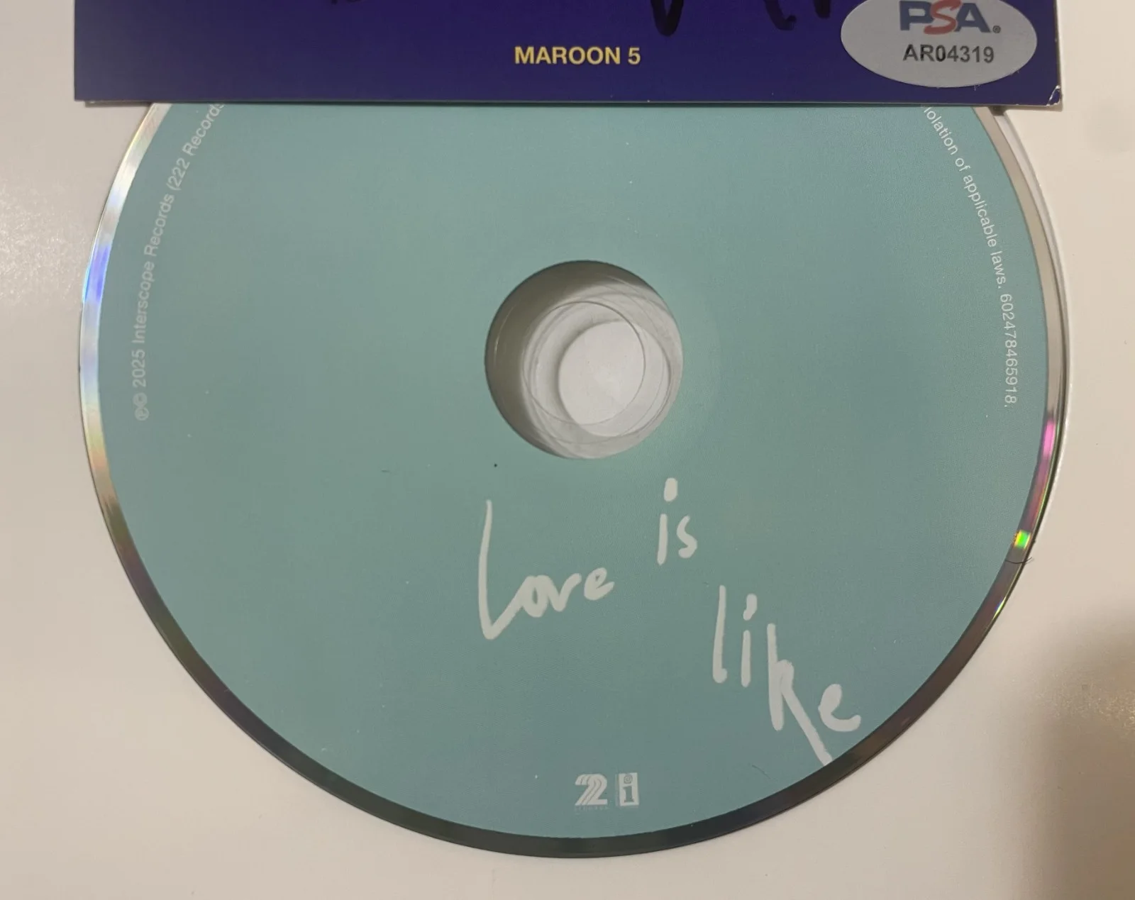 Maroon 5 - Signed CD Framed - Love Is - PSA COA LOA incl Adam Levine Autograph, изображение 5